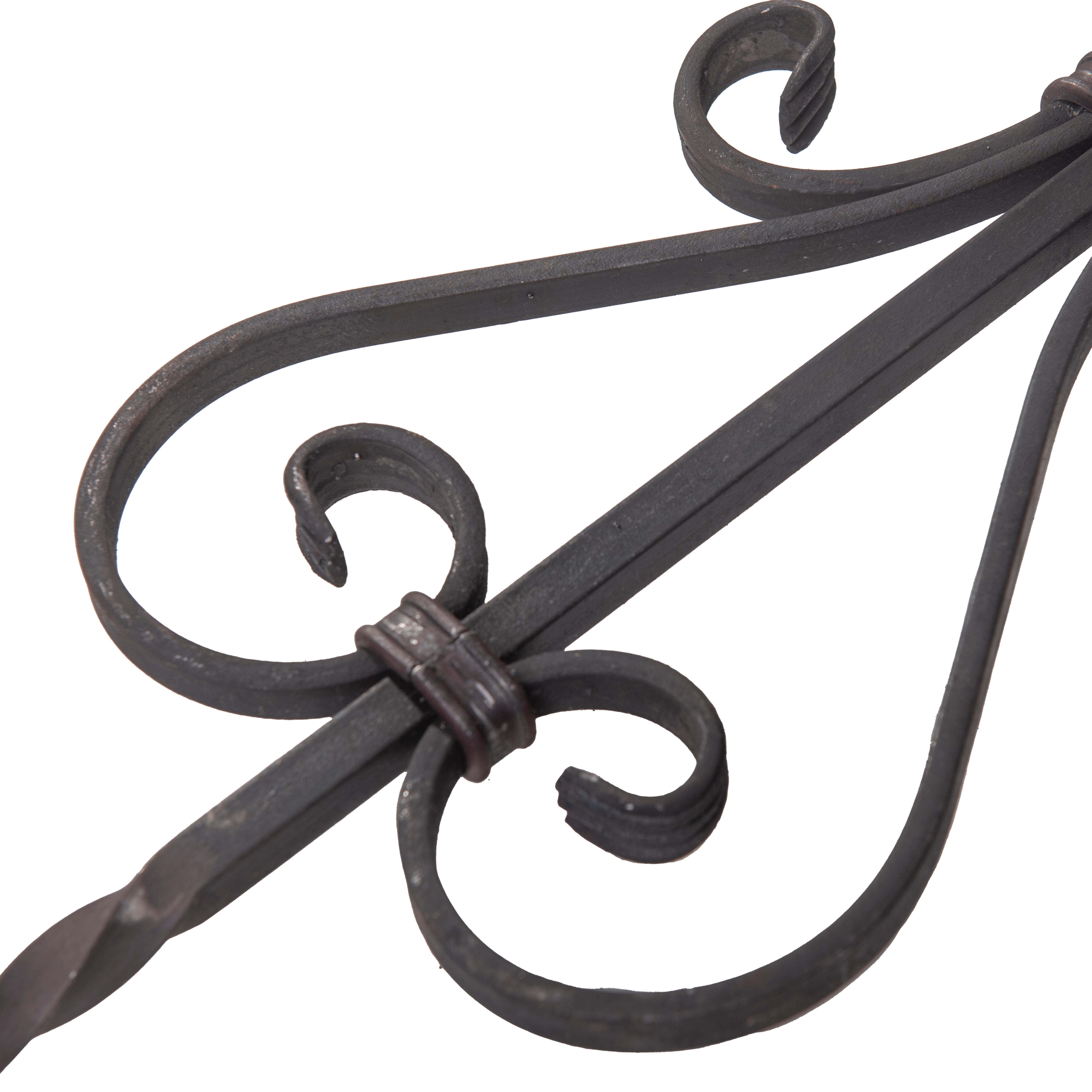 BARRA DE HIERRO FORJADO MARTILLADO DECORATIVO DOS RIZOS Y DIBUJO CENTRAL  900X174X12MM - 6