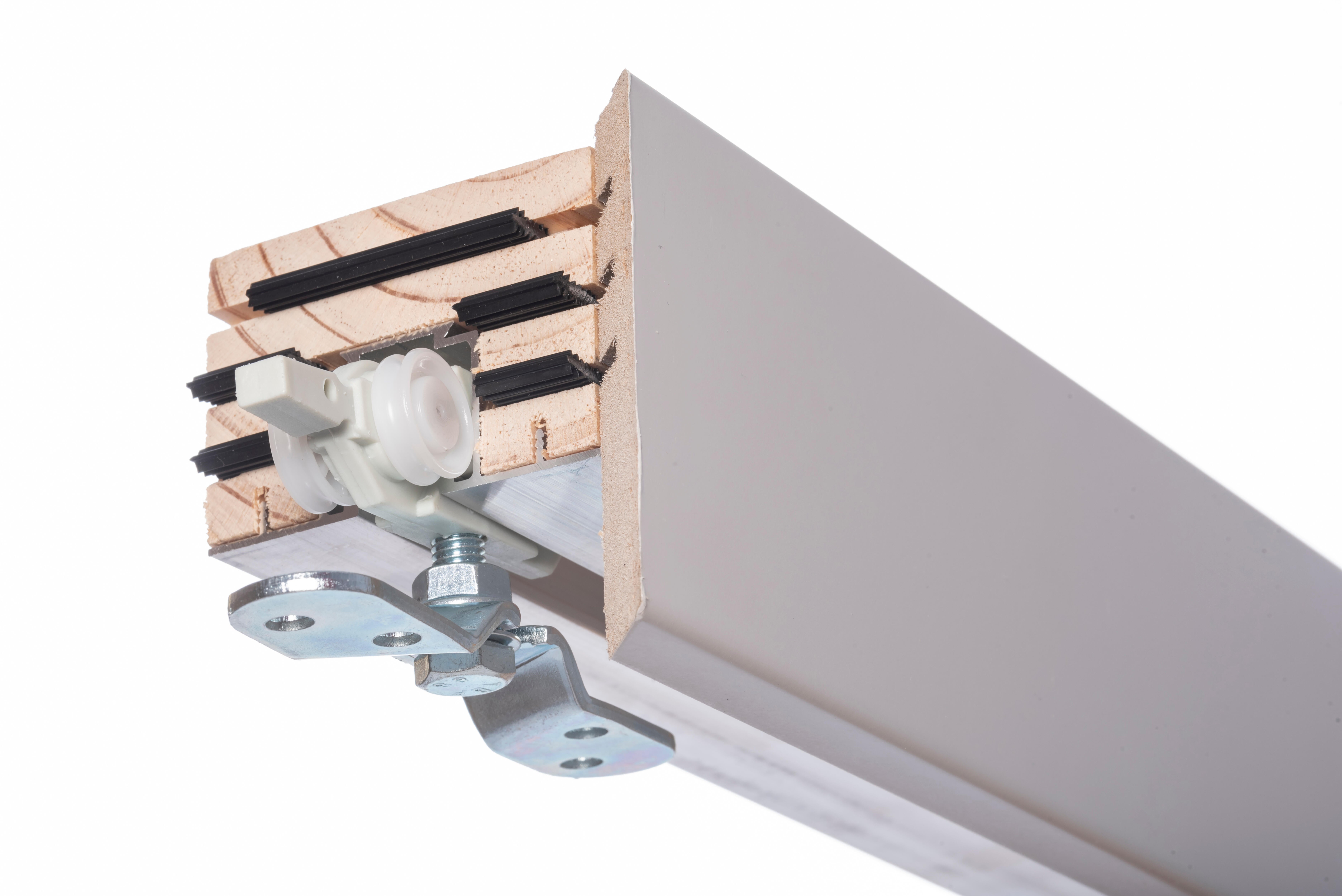 KIT RAIL + EMBELLECEDOR PUERTA CORREDERA VT5 ACABADO LACADA GRIS - 2