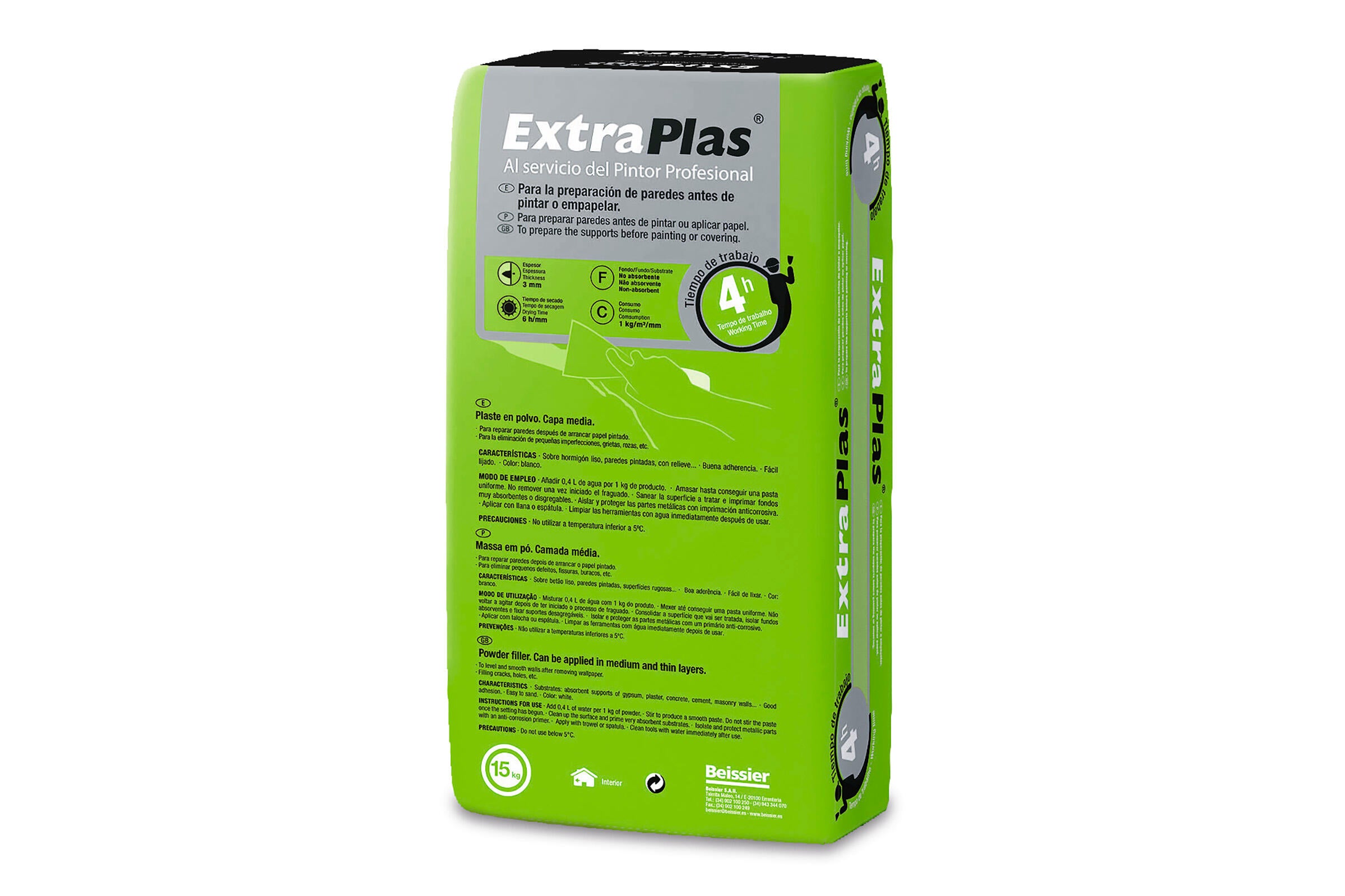PLASTE EN POLVO CAPA MEDIA 15KG EXTRAPLAS 4 HORAS - 2