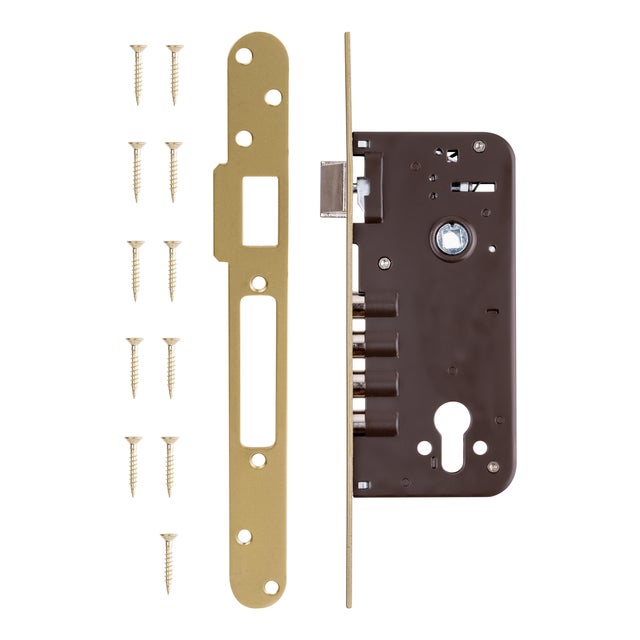 CERRADURA SEGURIDAD EMBUTIR PUERTA DE MADERA 50  MM. LATONADA 101 YALE