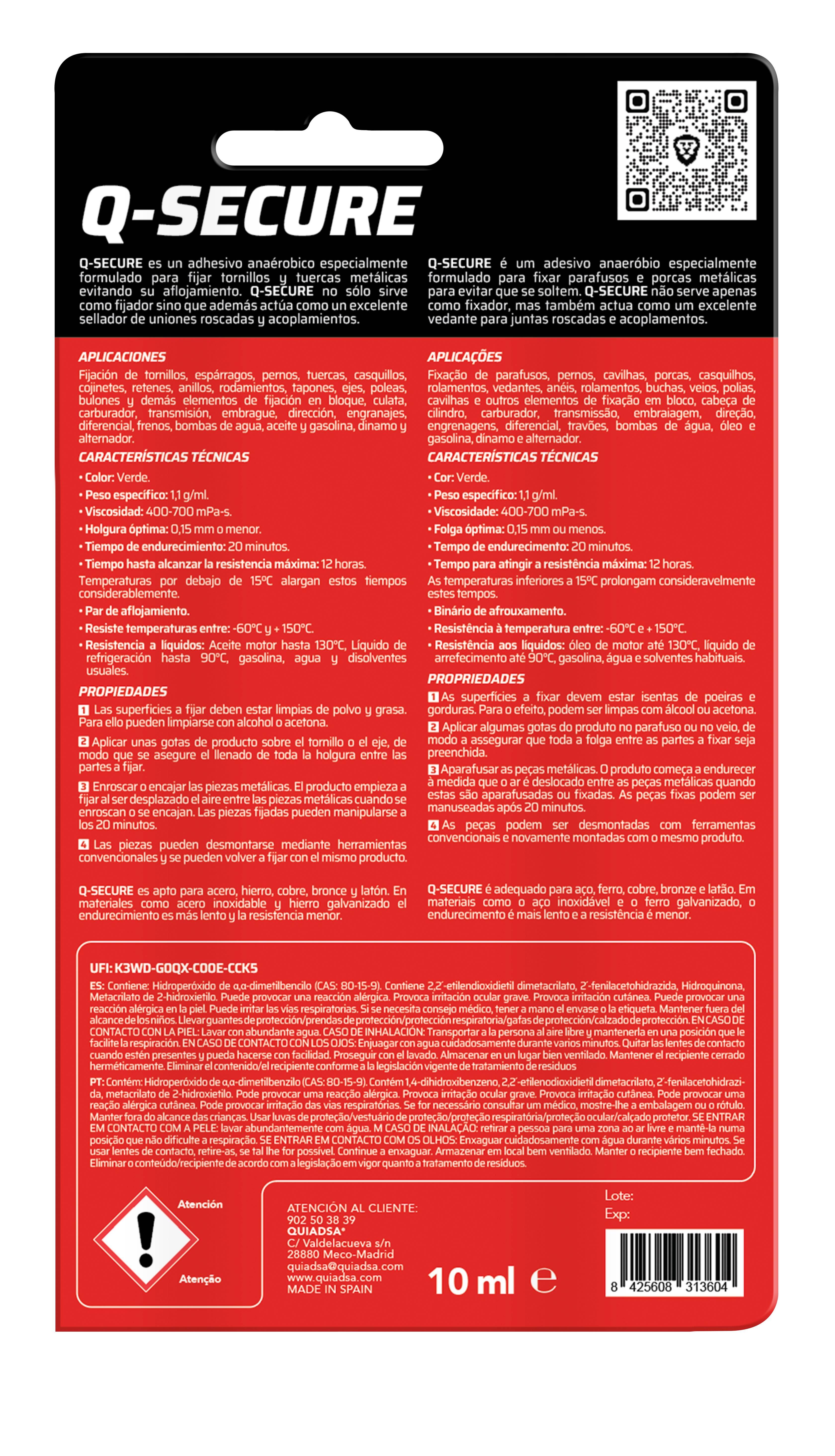ADHESIVO FIJADOR ROSCAS  Q-SECURE  10ML - 2