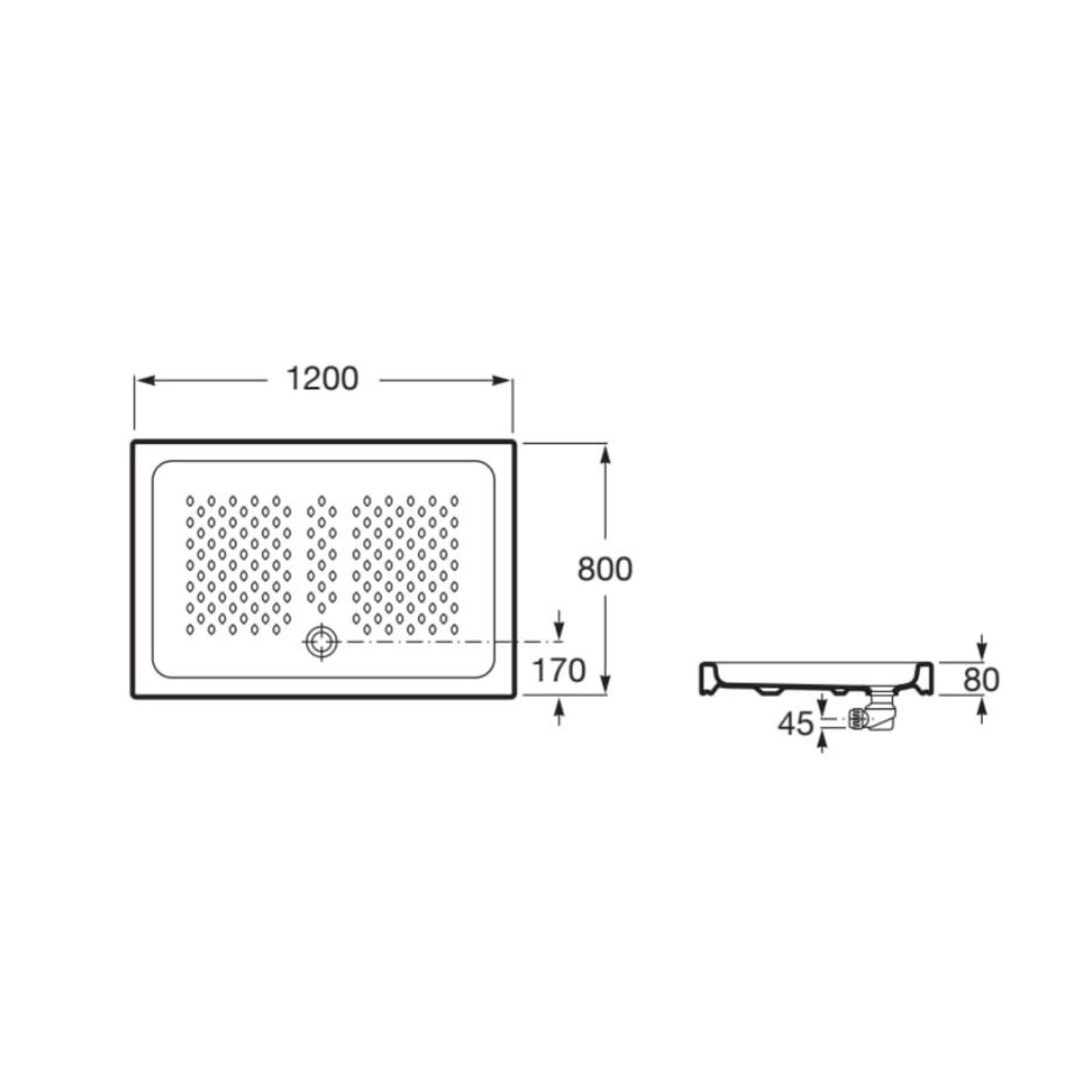 PLATO DE DUCHA CERAMICO RECTANGULAR  ROCA BLANCO 80X120CM - 4
