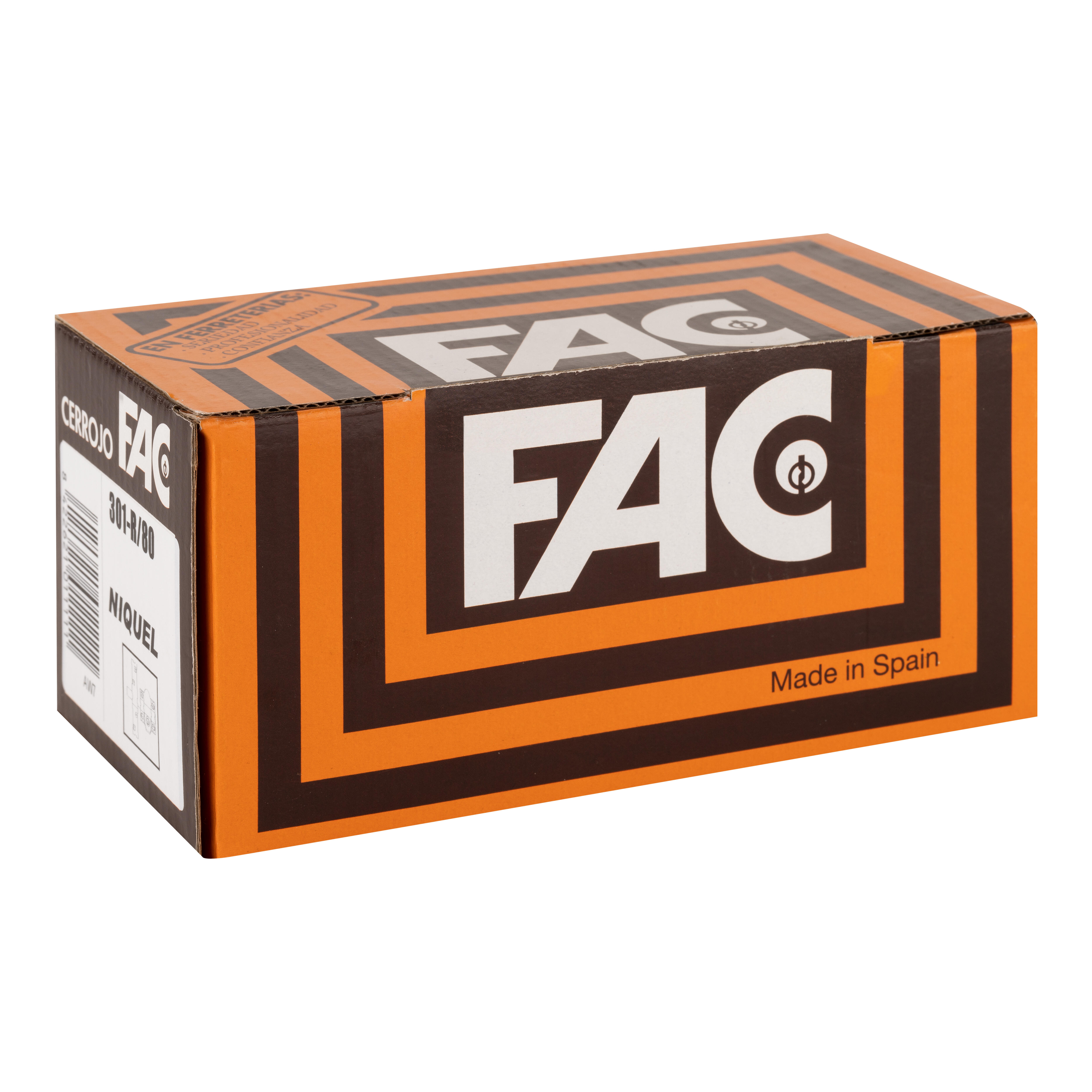 CERROJO 301 R 80 MM. NIQUELADO 50  MM. FAC - 4