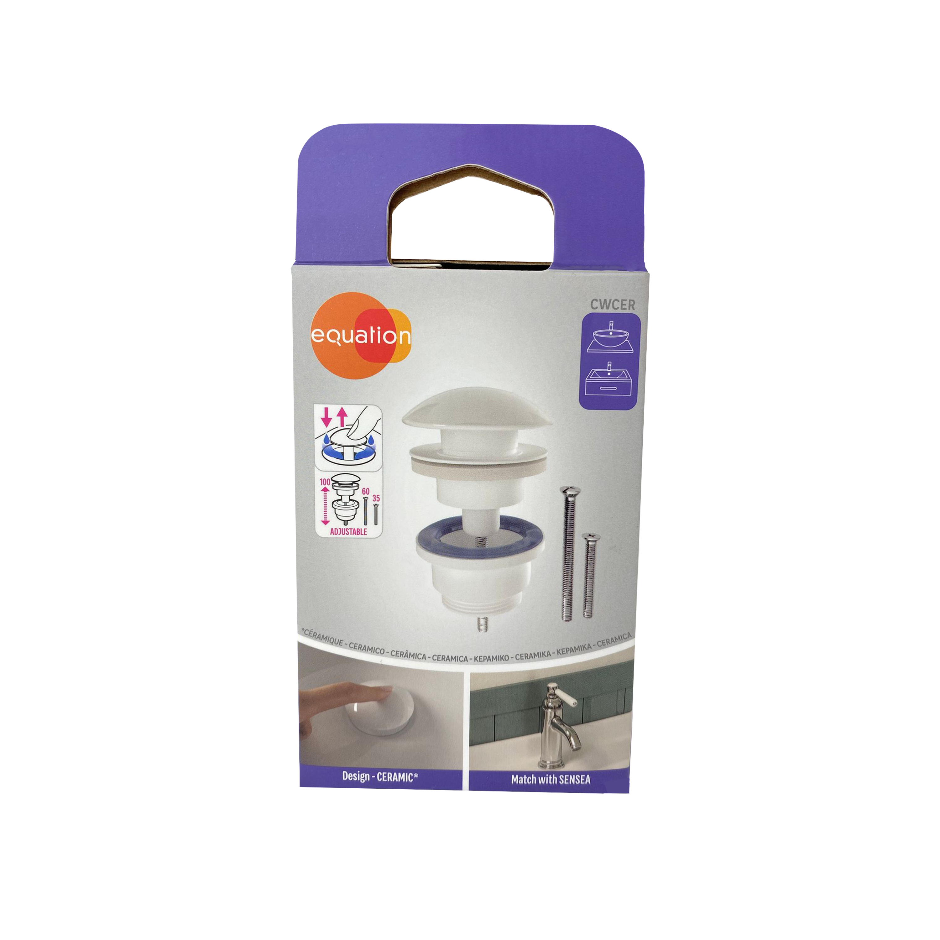 Korek KLIK KLAK uniwersalny biały do umywalki okrągły ceramiczny Equation - 8