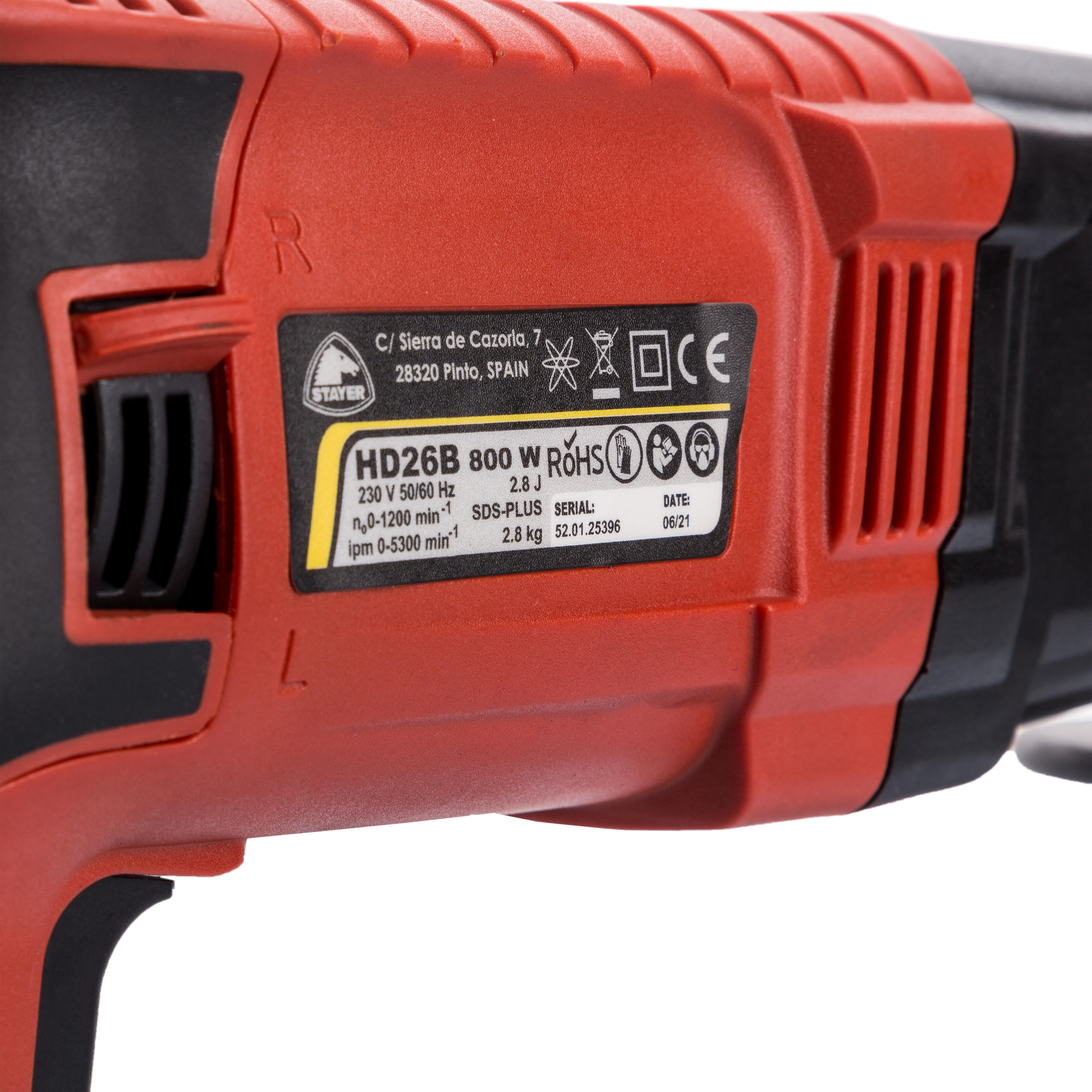 MARTILLO COMBINADO STAYER HD26BK 800W 2.8J - 4