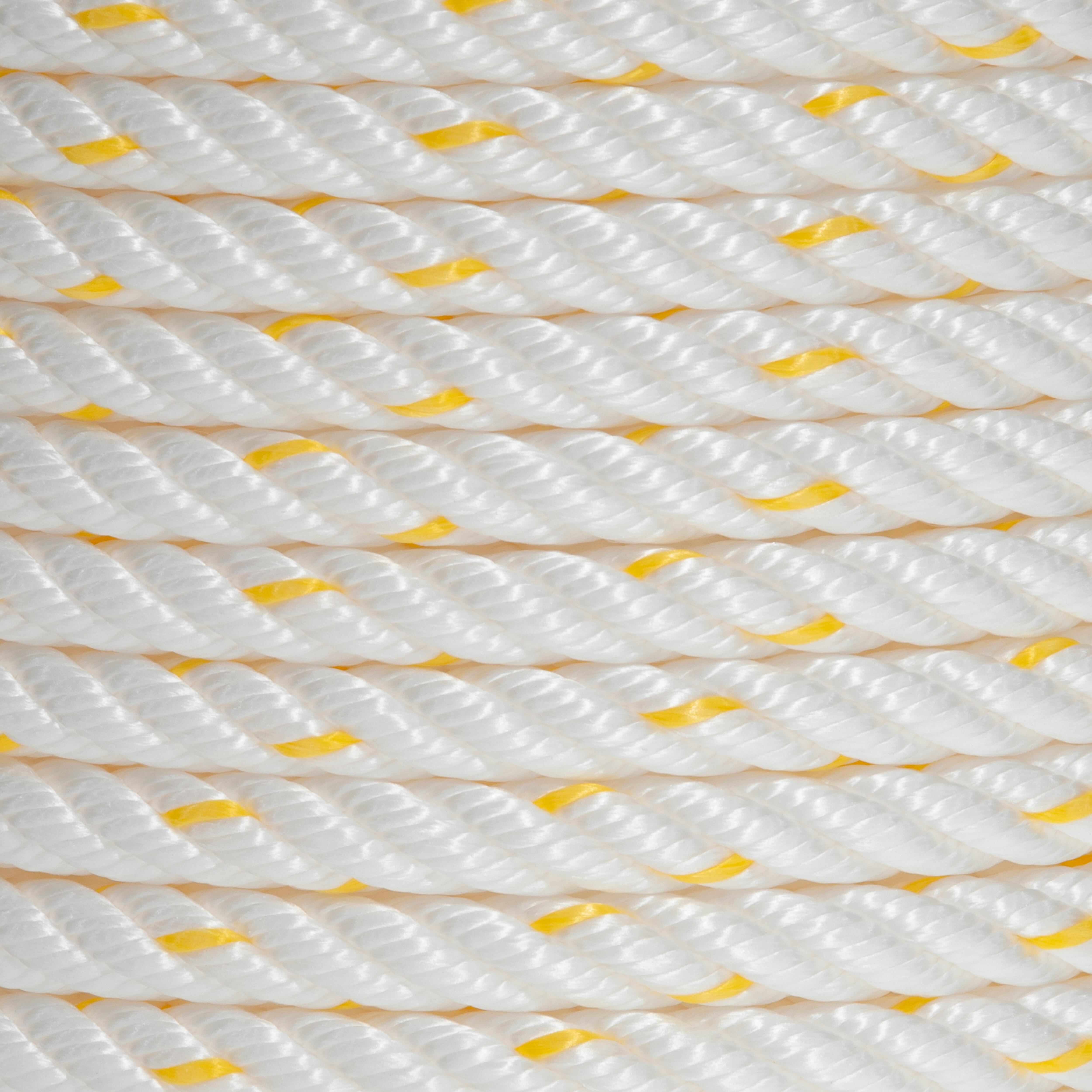CUERDA POLIPROPILENO CABLEADA 14MM. 1M BLANCO CON PINTAS AMARILLAS ROMBULL - 2