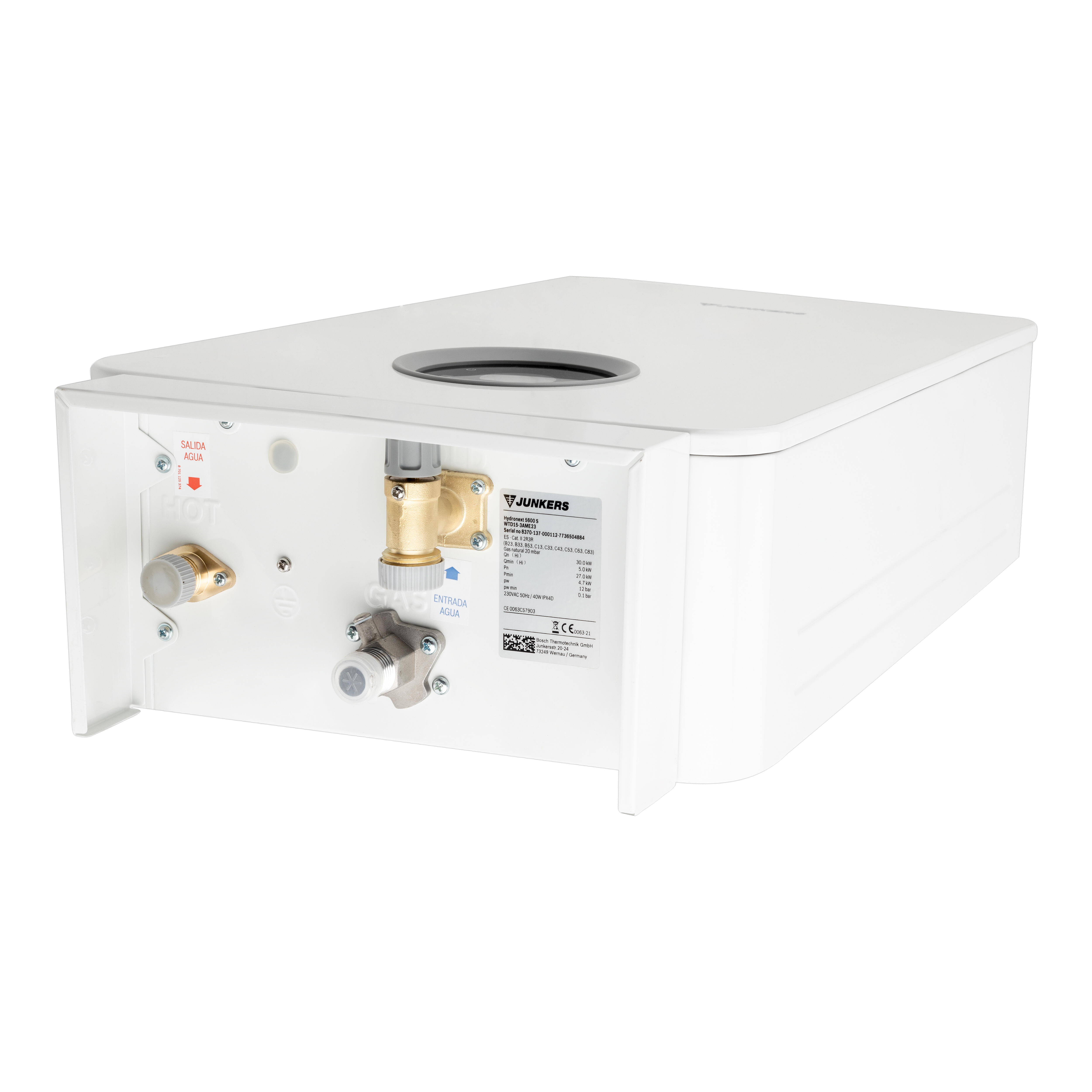 CALENTADOR ESTANCO BAJO NOX GAS NATURAL HYDRONEXT 5600S 12L JUNKERS - 3