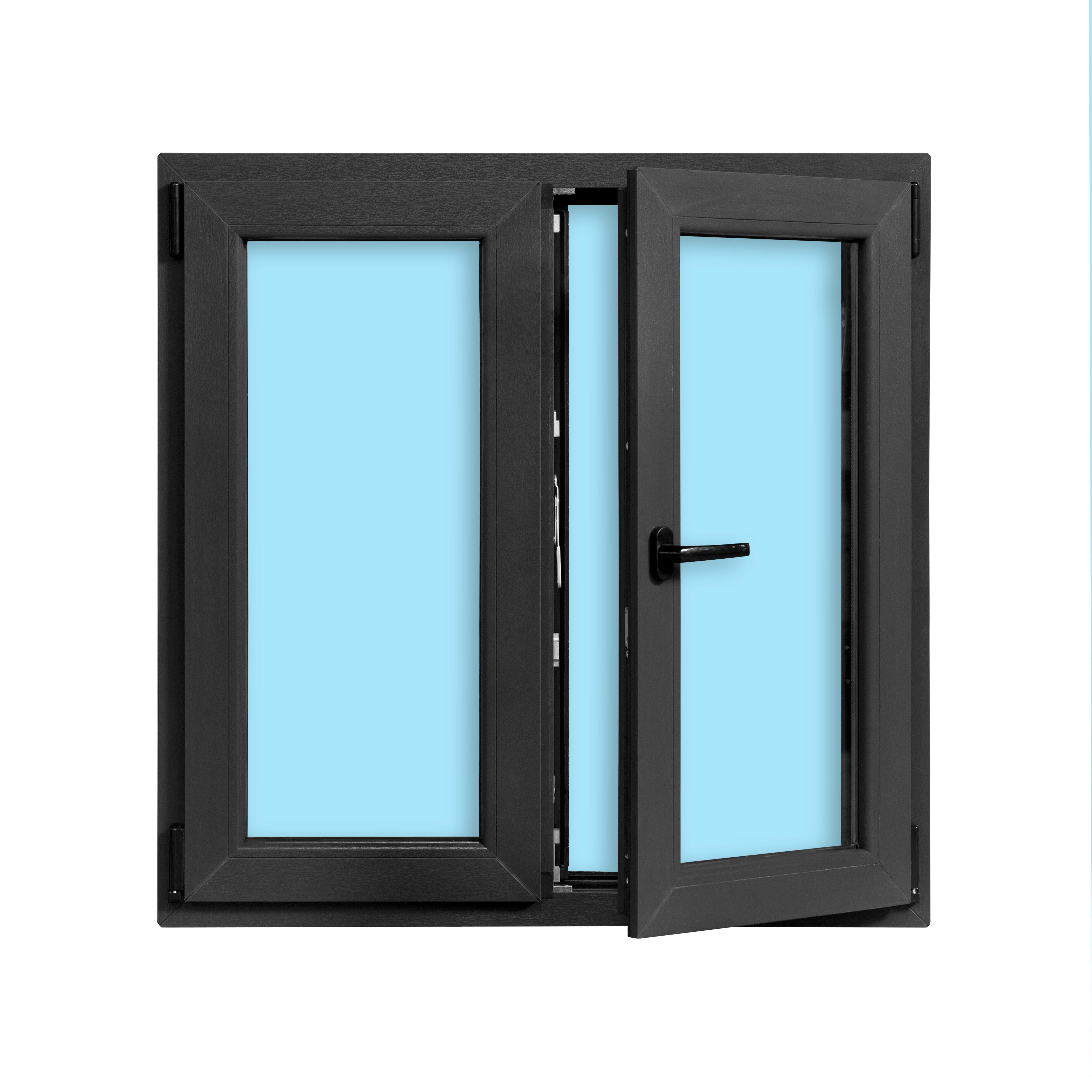 VENTANA PVC OSCILOBATIENTE CON PERSIANA GRIS GRAFITO 100X118CM - 2