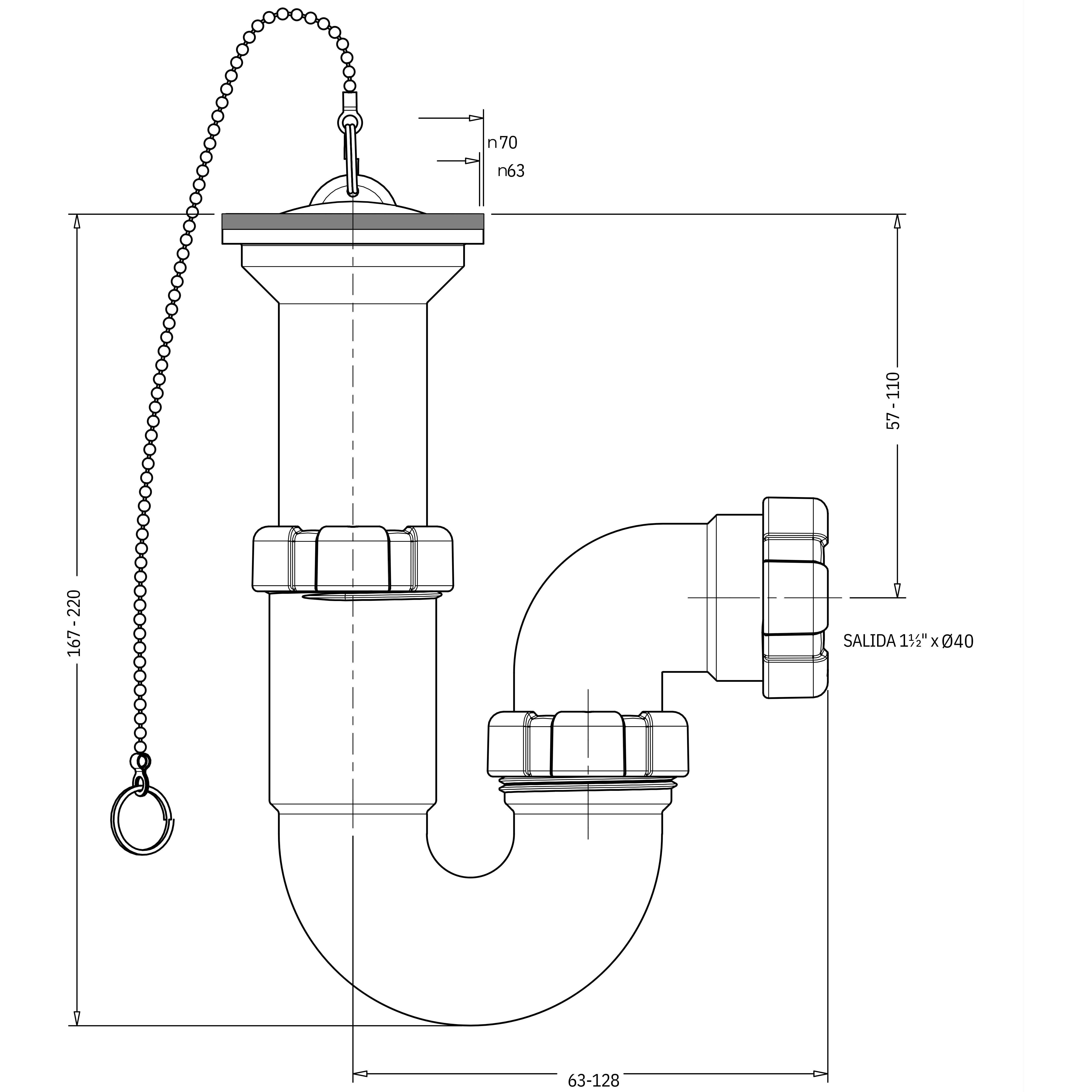 SIFON LAVABO CURVO EXTENSIBLE 1 1/2