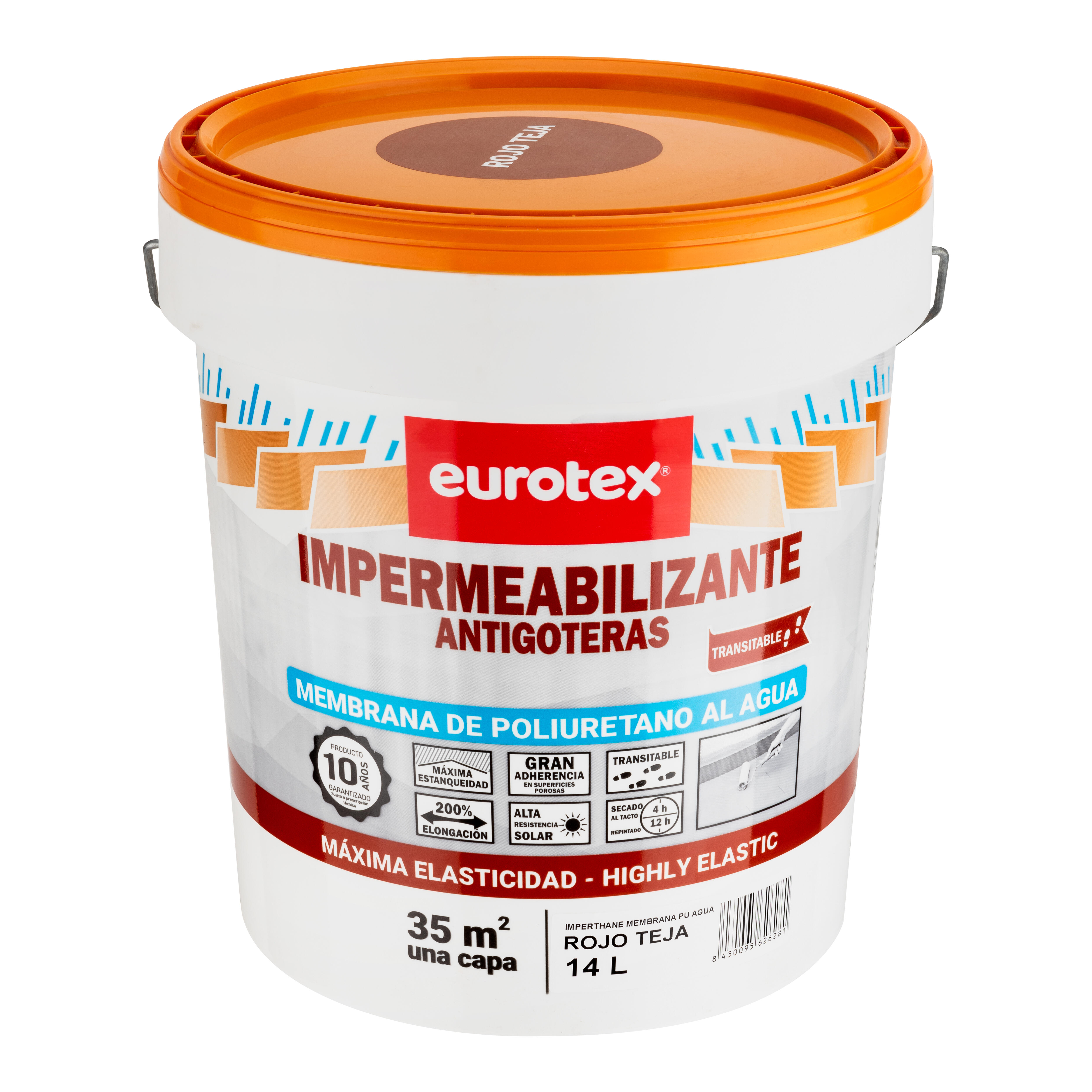 MEMBRANA DE POLIURETANO AL AGUA 14L ROJO TEJA - 2