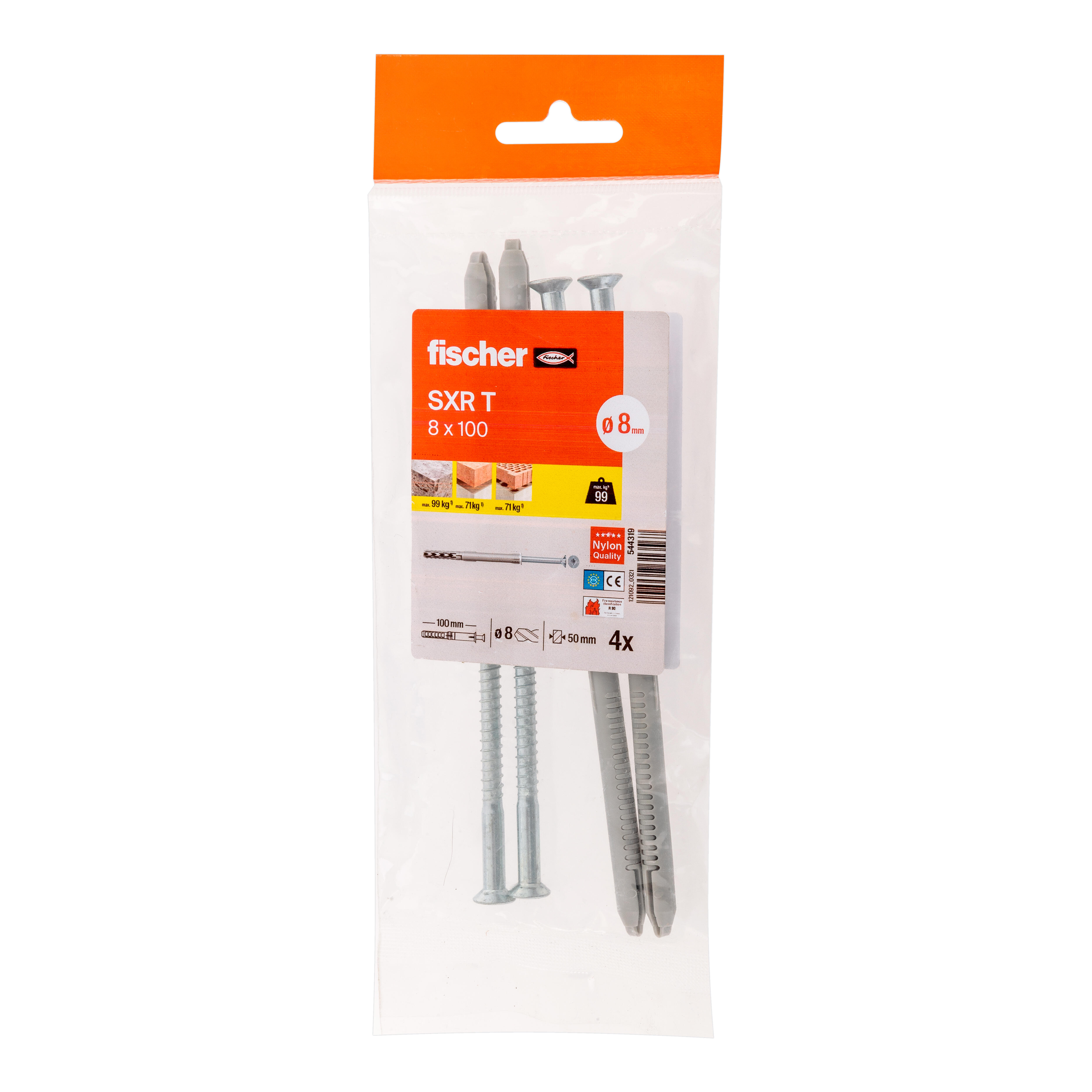 TACO LARGO DE EXPANSIÓN DIÁMETRO 8MM LONGITUD 100MM CON TORNILLO FISCHER 4UDS - 2