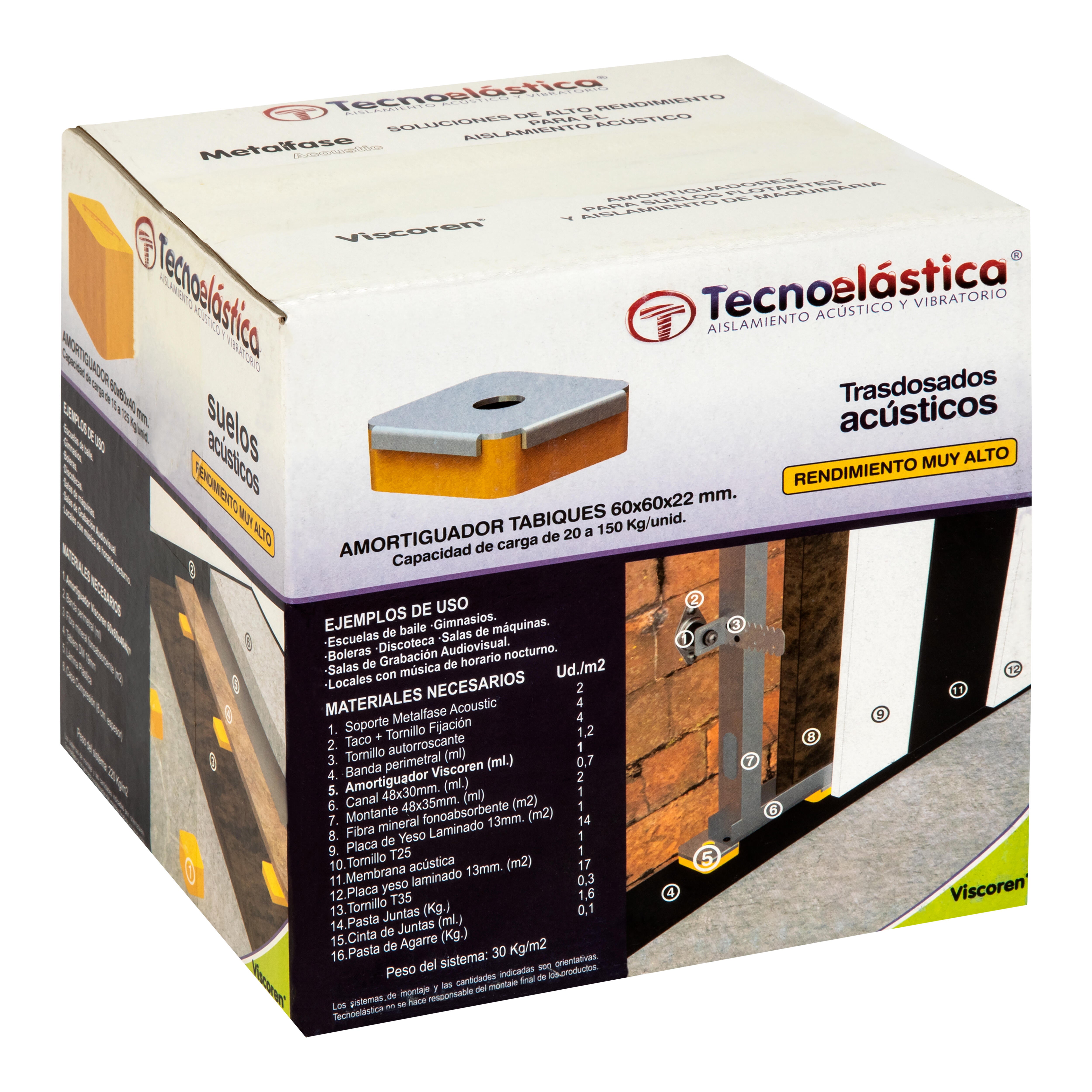 AMORTIGUADOR PARA SUELO FLOTANTE VISCOREN 60X60MM 20 MM ESPESOR 25 UDS - 2