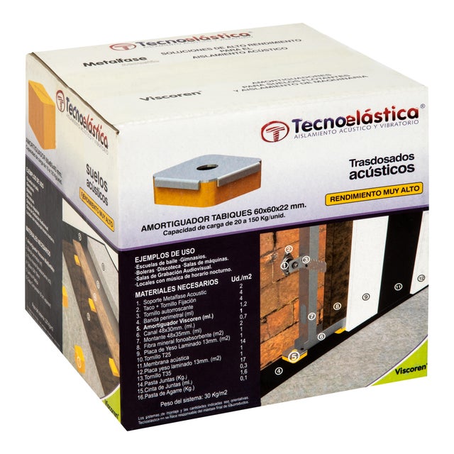 AMORTIGUADOR PARA SUELO FLOTANTE VISCOREN 60X60MM 20 MM ESPESOR 25 UDS