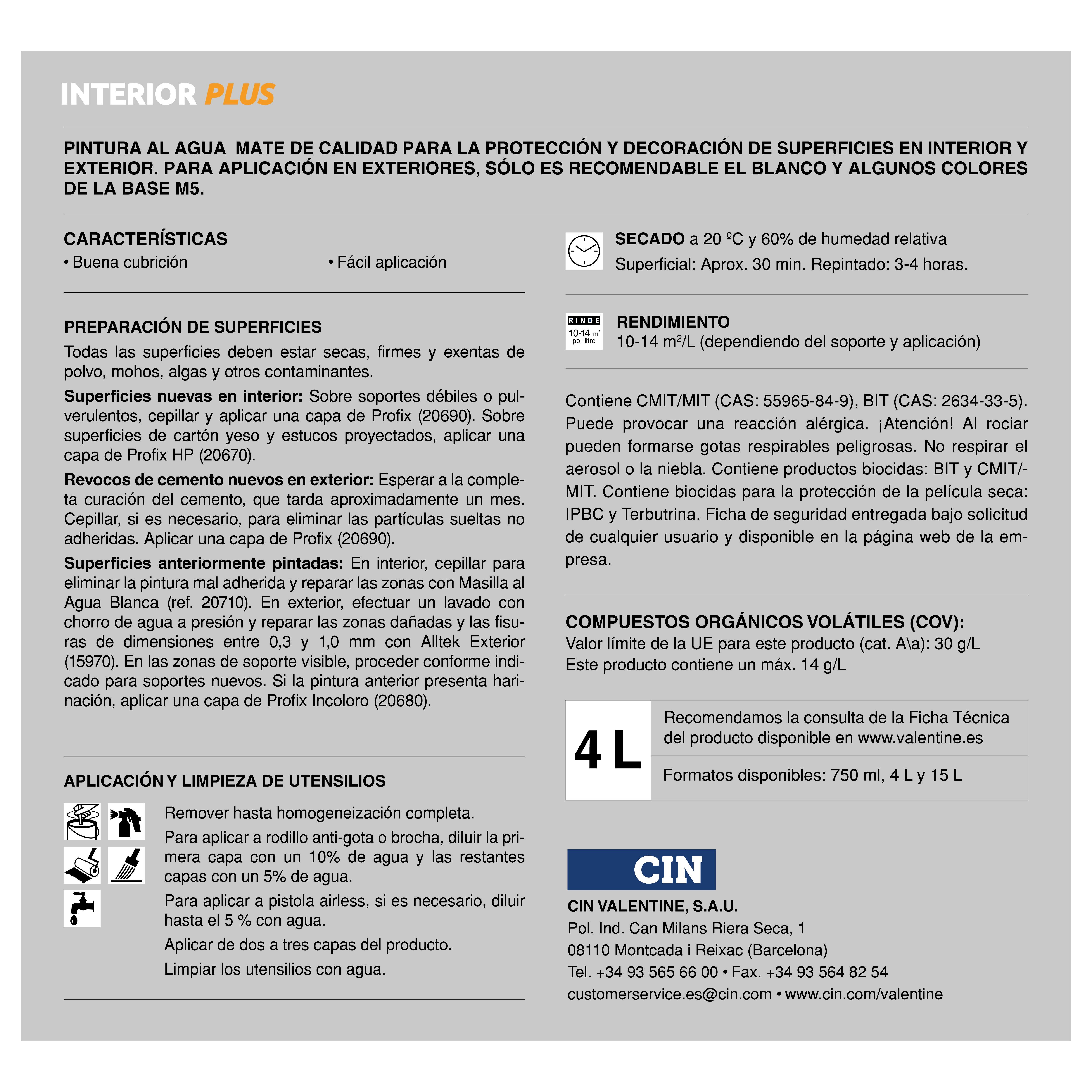 PINTURA PLASTICA MELOCOTON MATE 4L INTERIOR PLUS - 2