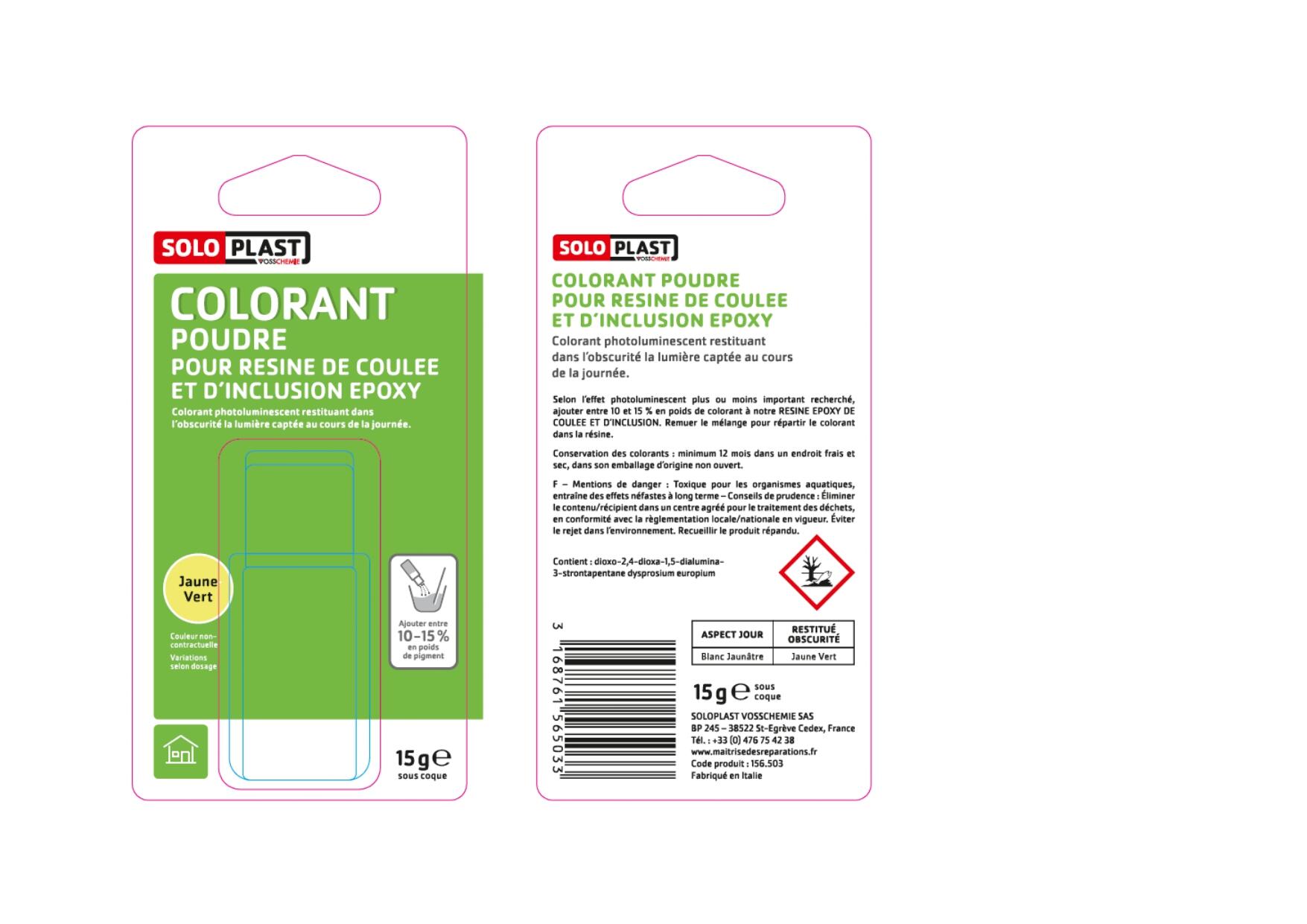 Colorant pour résine époxy en poudre SOLOPLAST jaune vert 0.015 Litre - 2