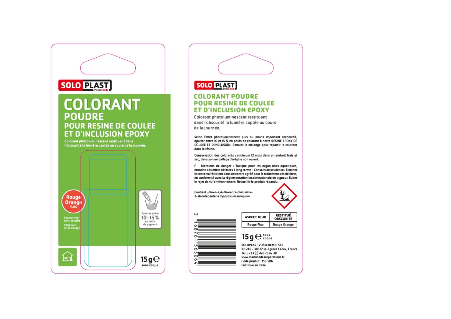 Colorant pour résine époxy en poudre SOLOPLAST orange fluo 0.015 Litre - 2
