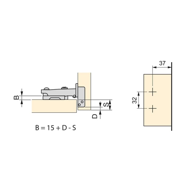 BISAGRA DE CAZOLETA 35MM APERTURA 105º RECTA 2 UDS