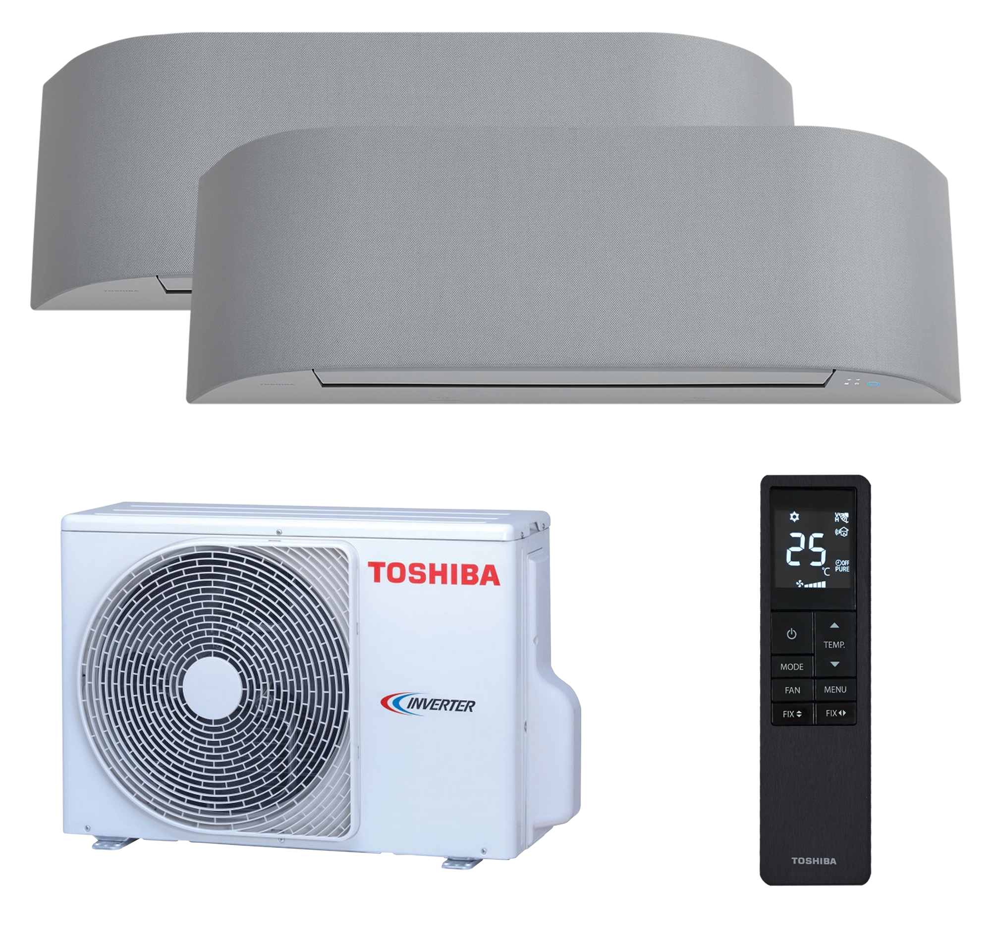 Aire acondicionado multisplit 2x1 toshiba haori 3.3kw 2000 fg +3000 fg blanco