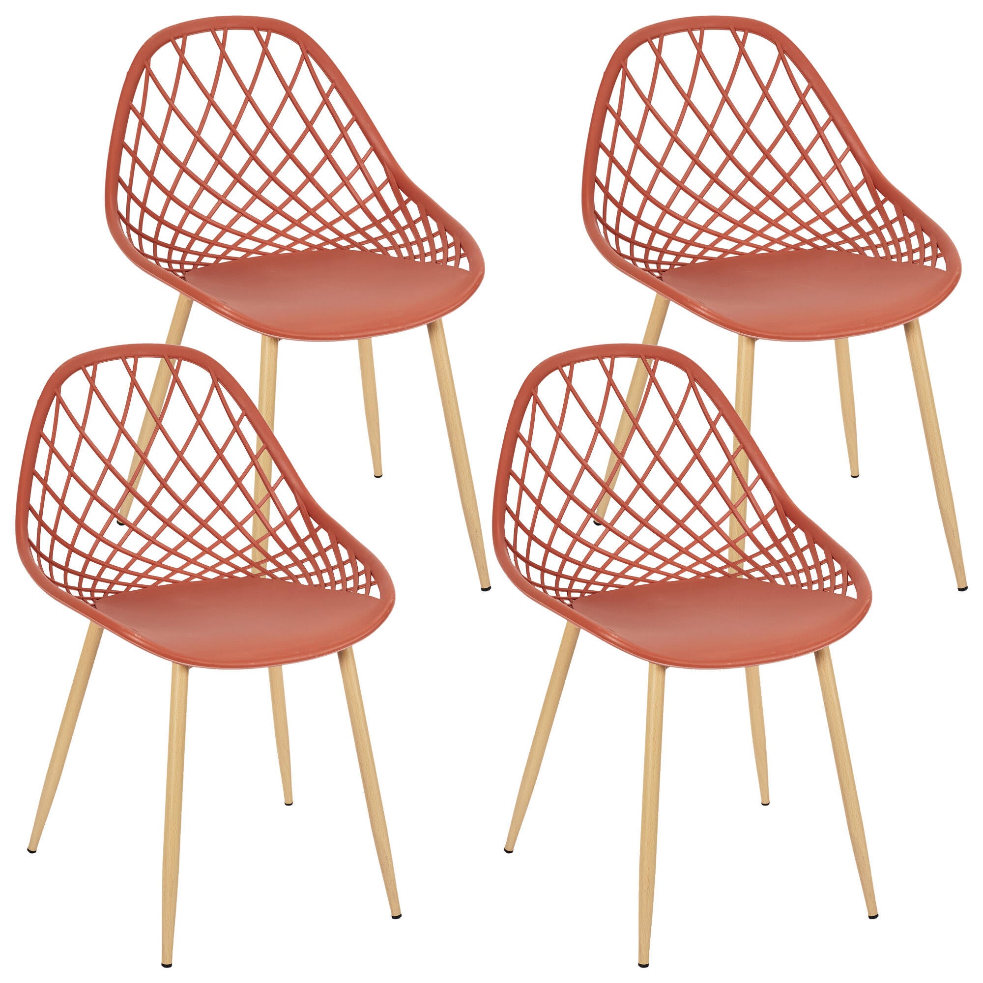 Pack de 4 sillas málaga terracota h80.2cm