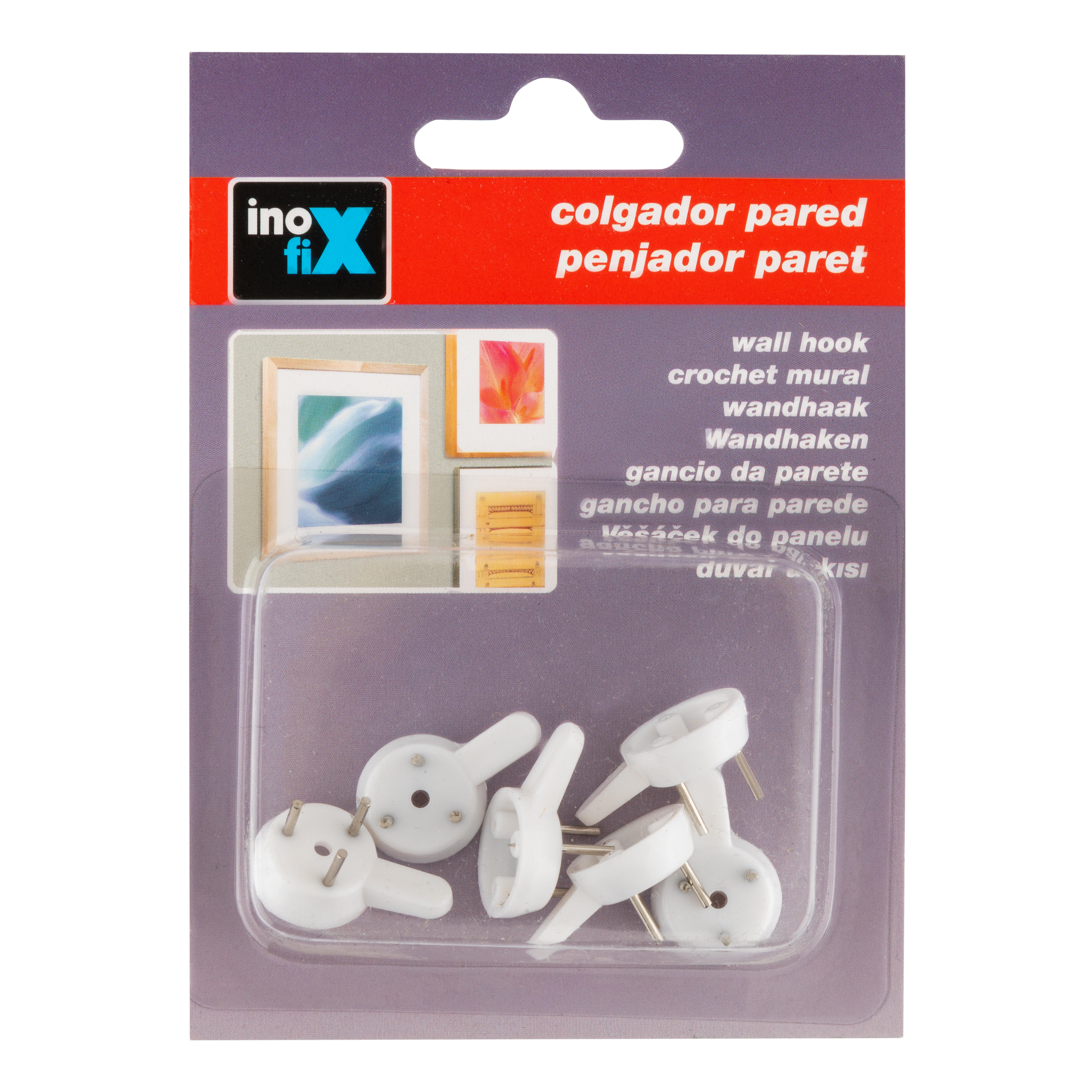 CUELGA CUADROS FACIL PARED MEDIANO BLANCO INOFIX. 6 UDS. - 3