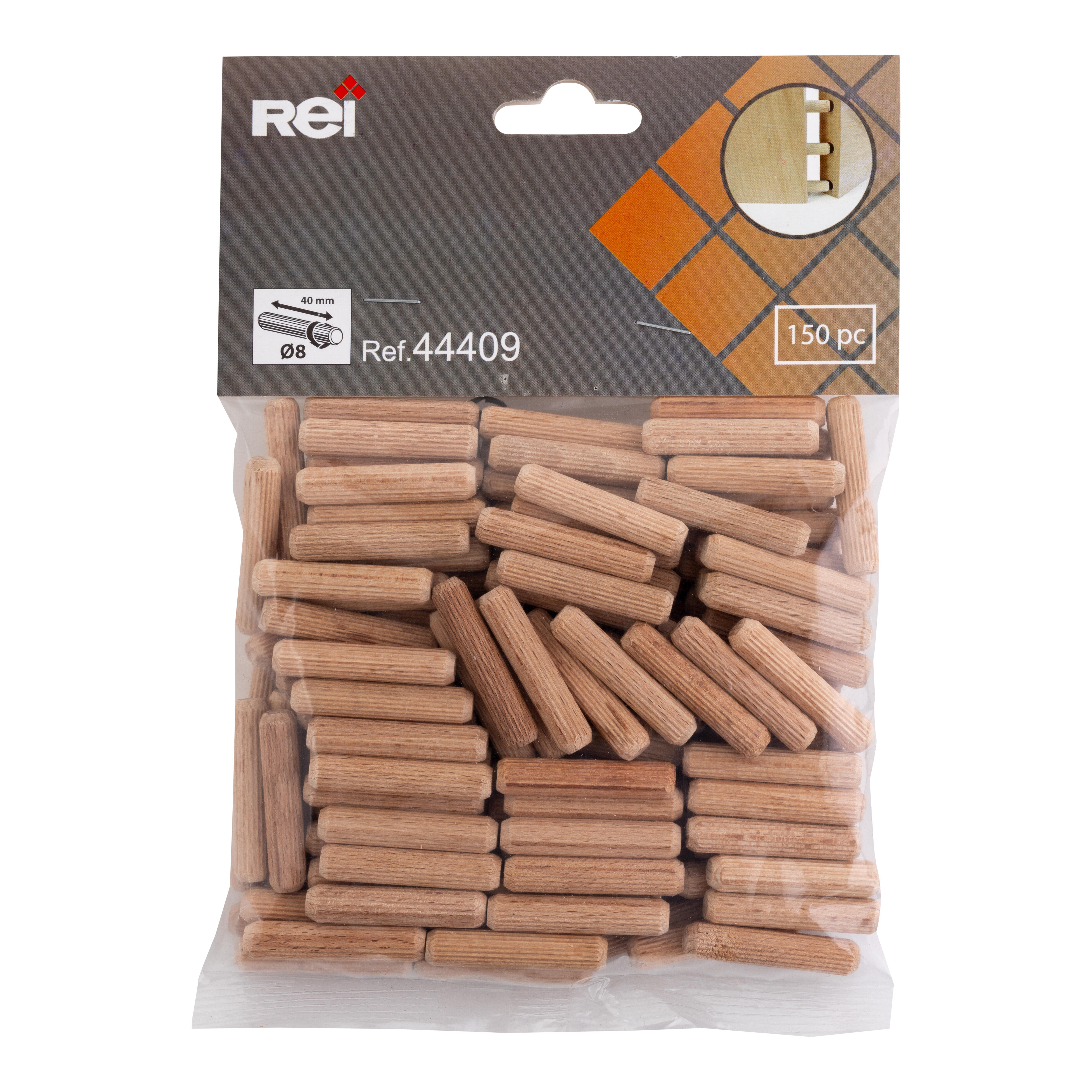 ESPIGA DE MADERA PARA ENSAMBLAR  8 X 40 MM. 150 UDS - 3