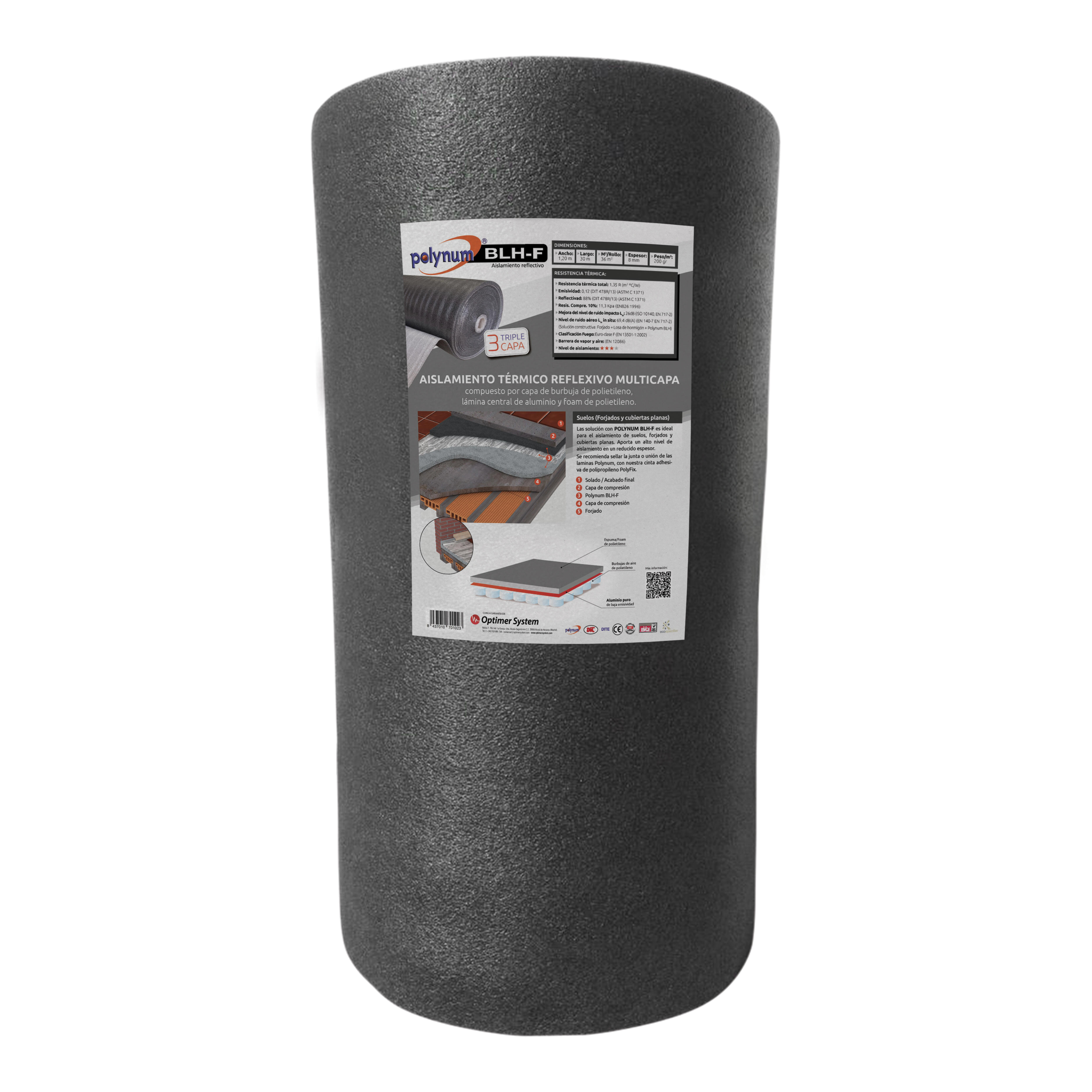 AISLAMIENTO TÉRMICO REFLEXIVO POLYNUM BLH-F 3000X120CM 8MM - 2