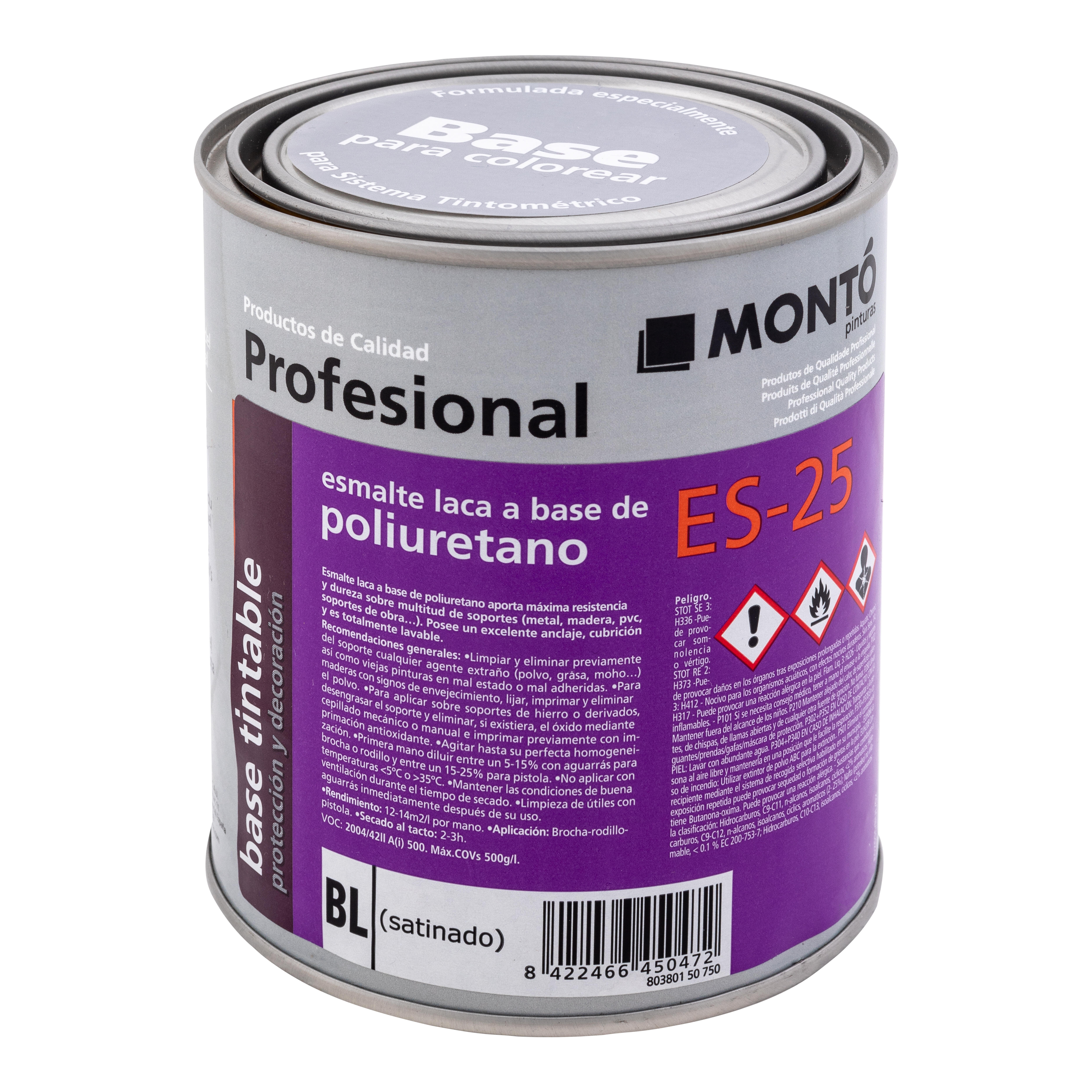 BASE LACA POLIURETANO SATINADO MONTO 750ML CLAROS - 2