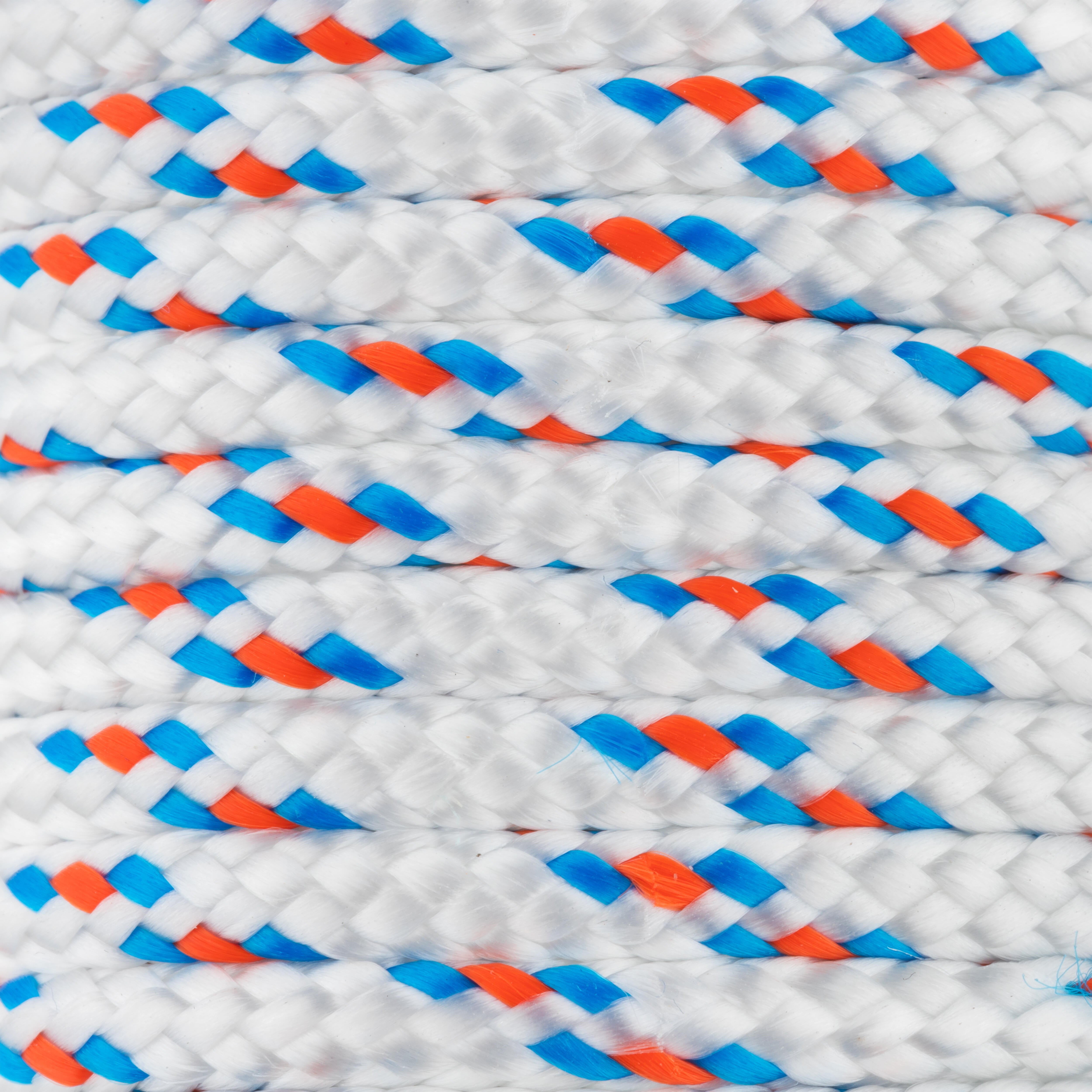 CUERDA POLIÉSTER TRENZADA 3.8MM 20M BLANCO PINTAS AZUL Y NARANJA ROMBULL - 2