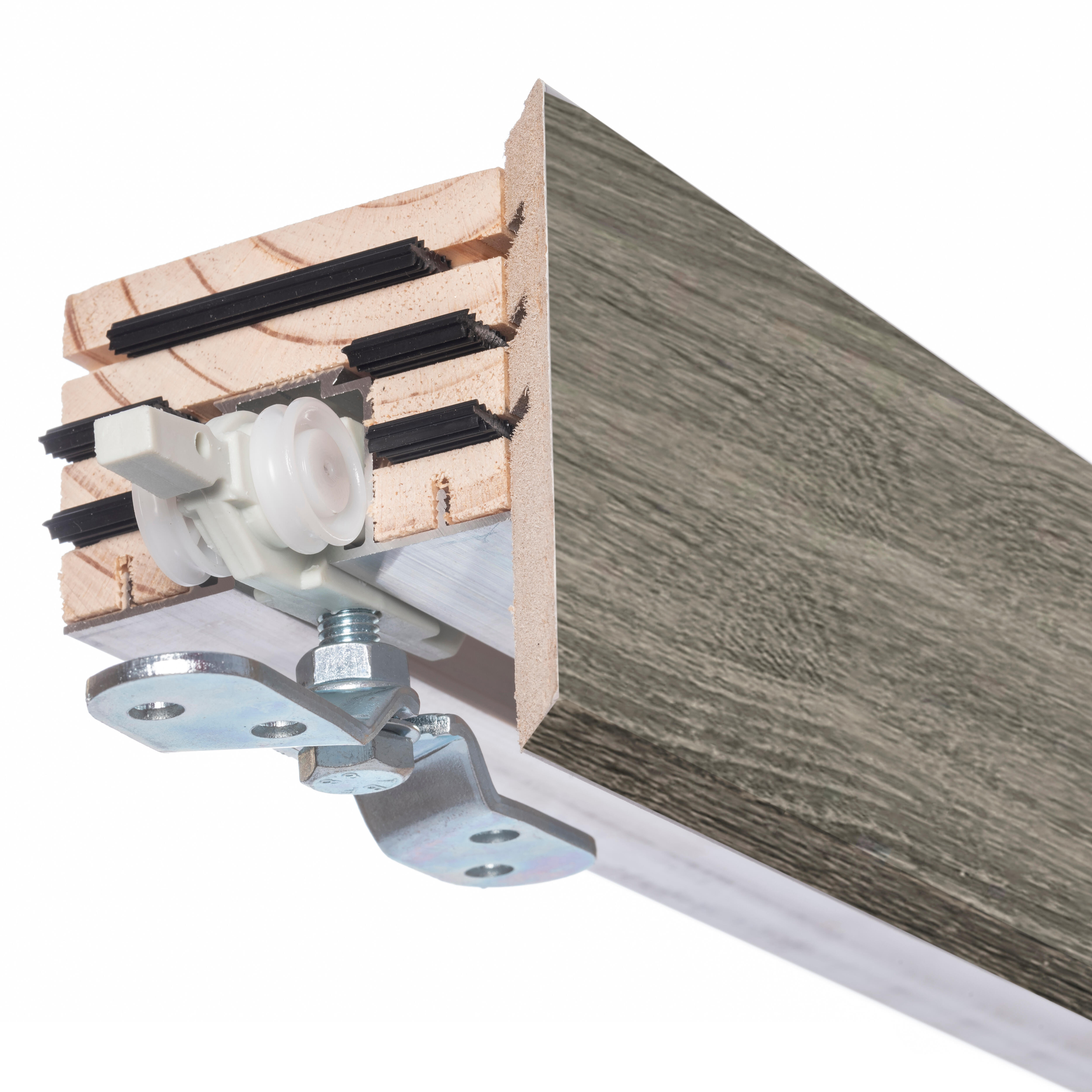 KIT RAIL + EMBELLECEDOR PUERTA CORREDERA LISA MELAMINA GRIS T - 2