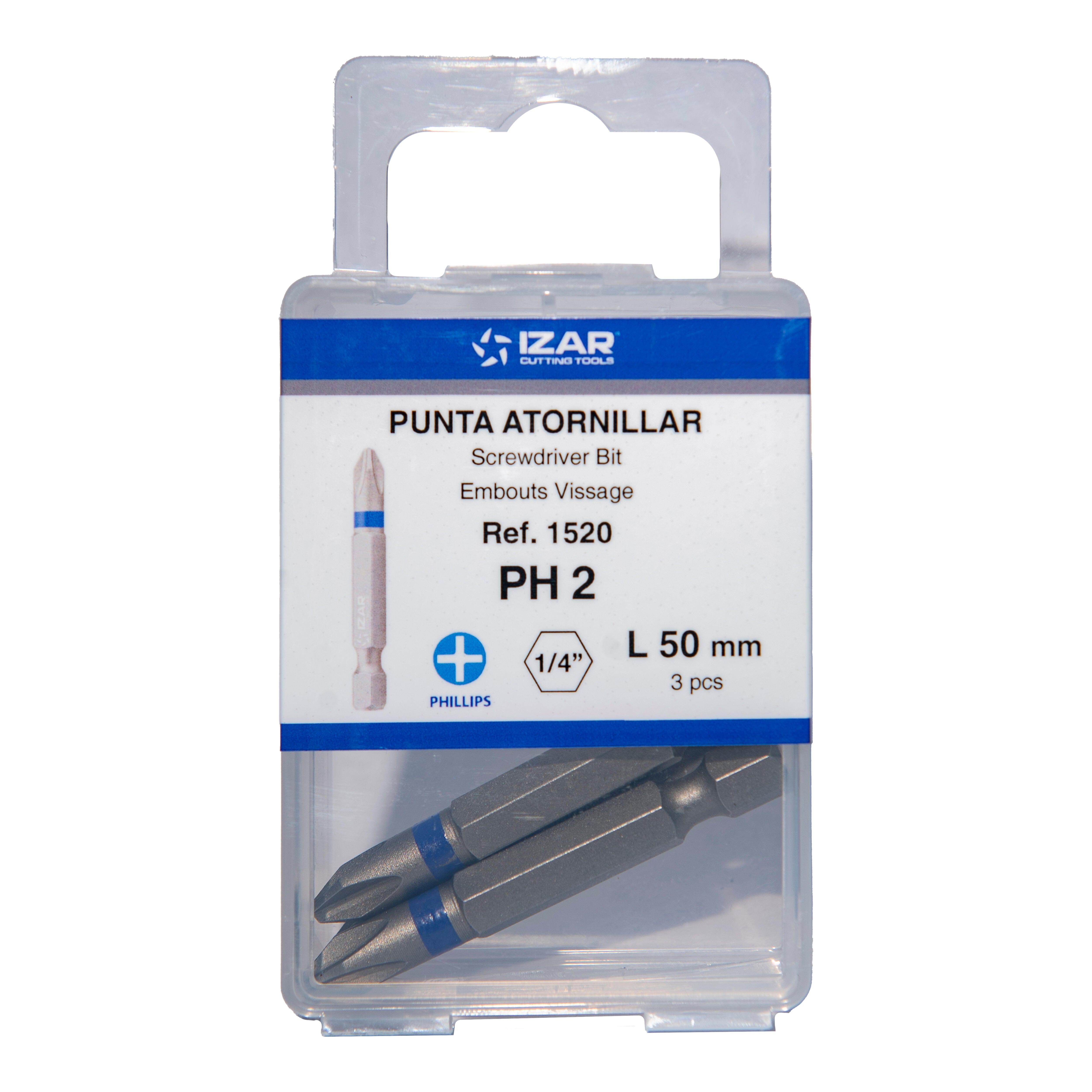 PUNTAS PARA ATORNILLADOR PHILIPS PH2 LARGA L50 IZAR 3 UDS - 4
