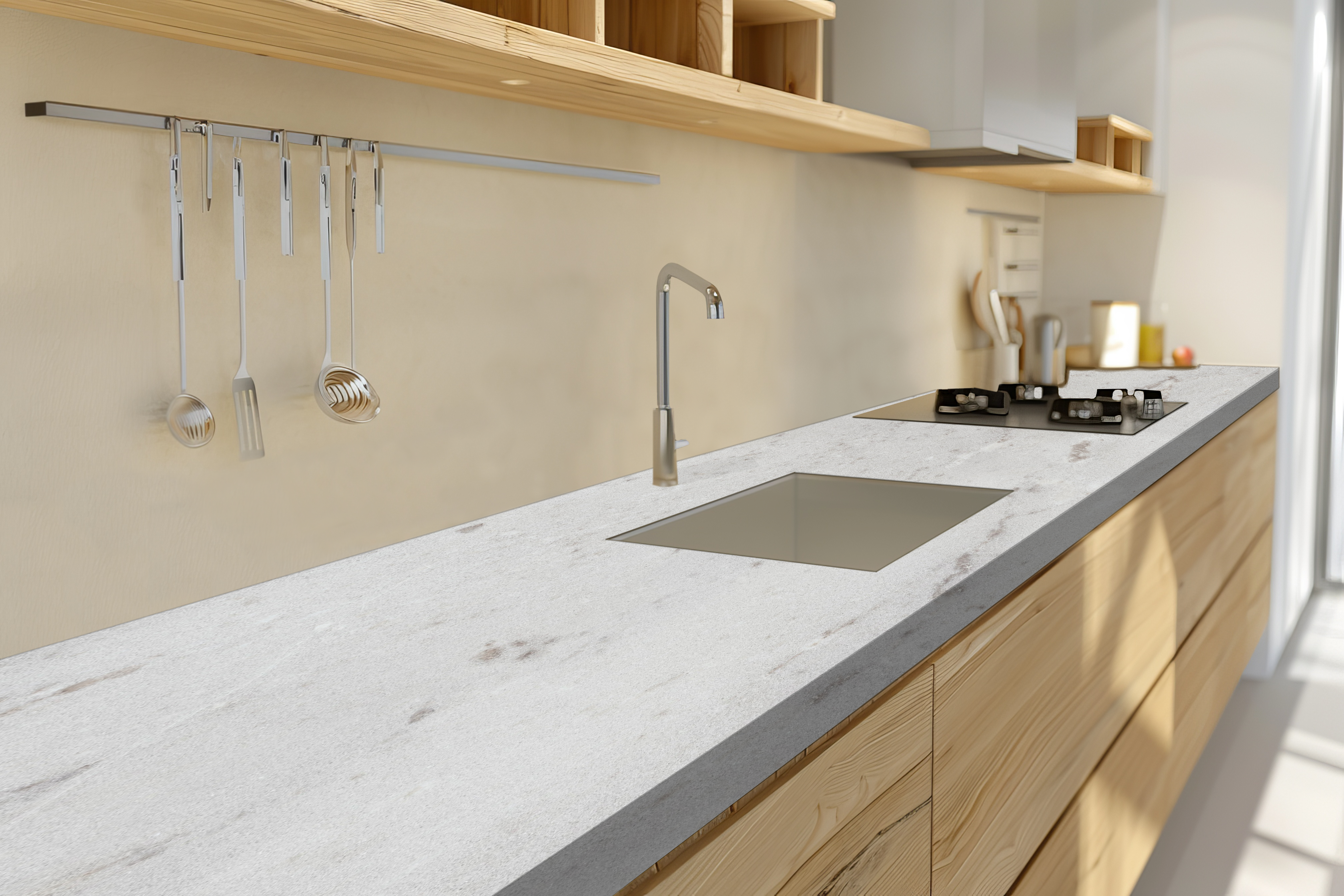 Blat kuchenny laminowany jasny granit 3.8x62x300 cm Delinia