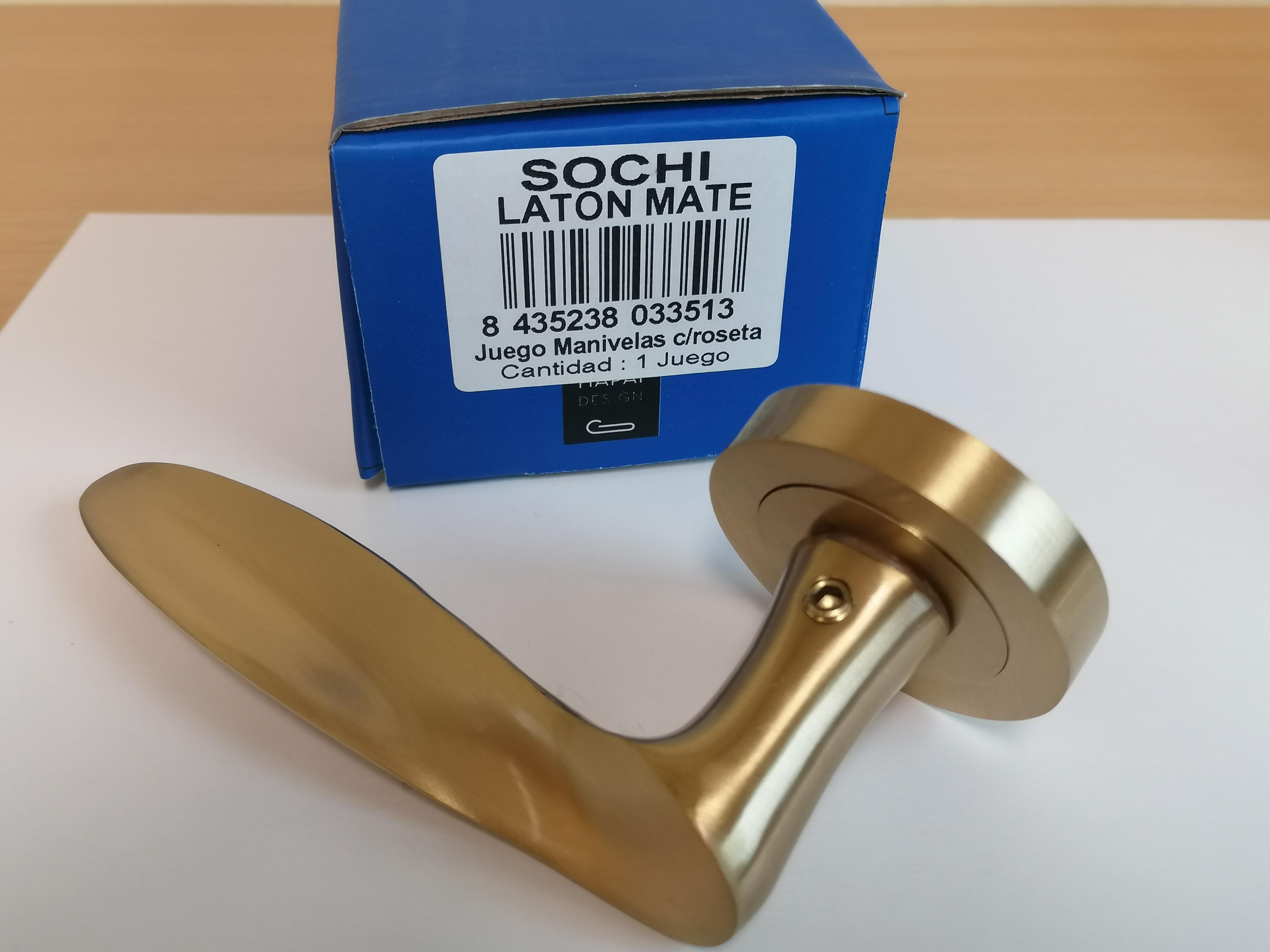 JUEGO MANILLA ROSETAS LATON ACABADO LATON MATE MODELO SOCHI - 2