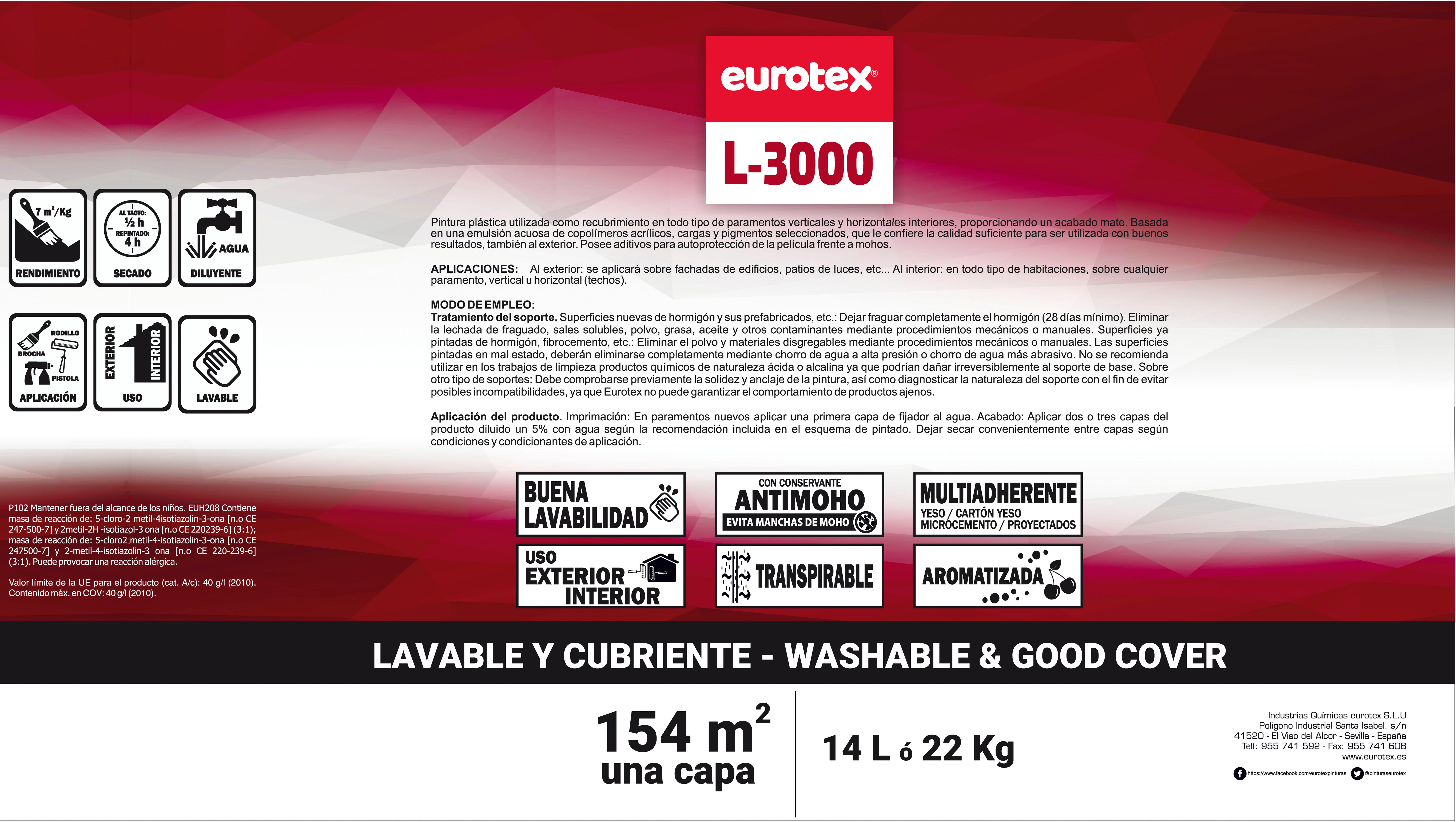 PINTURA PLASTICA BLANCA MATE 14L L3000 - 2