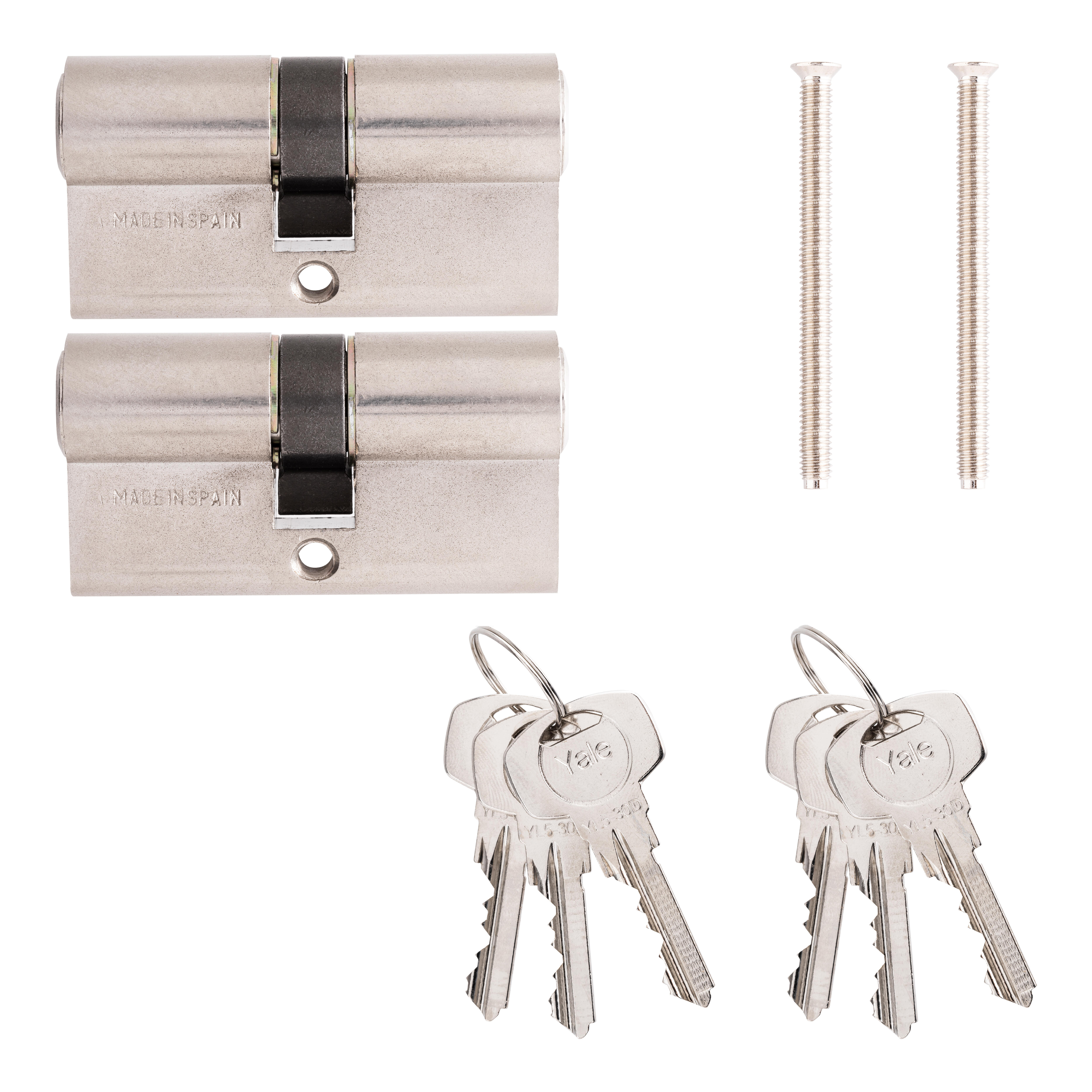 2 BOMBÍN CERRADURA 30X40MM MISMA LLAVE CON 3 LLAVES YALE - 6