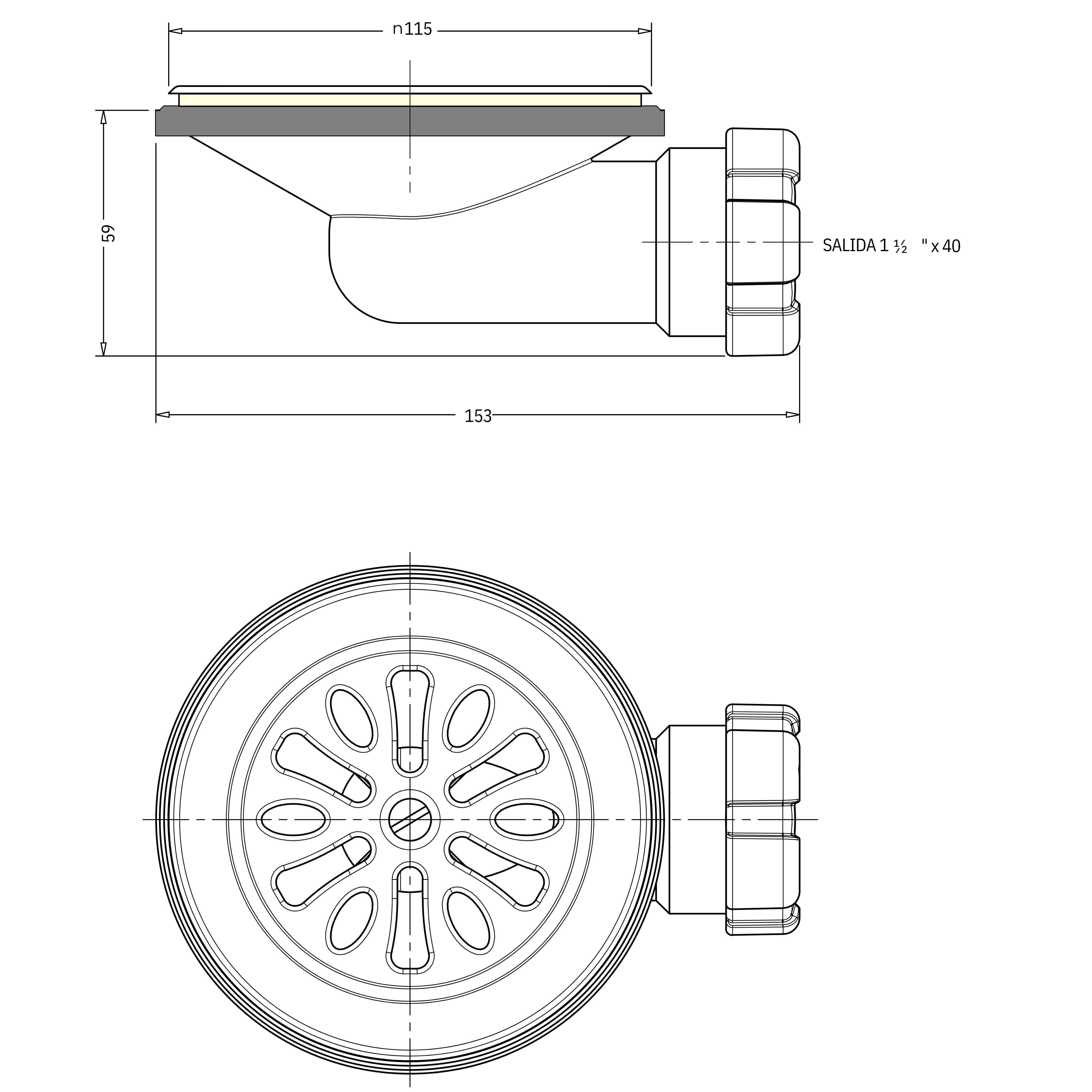 VÁLVULA PLATO DE DUCHA 115MM-1 1/2