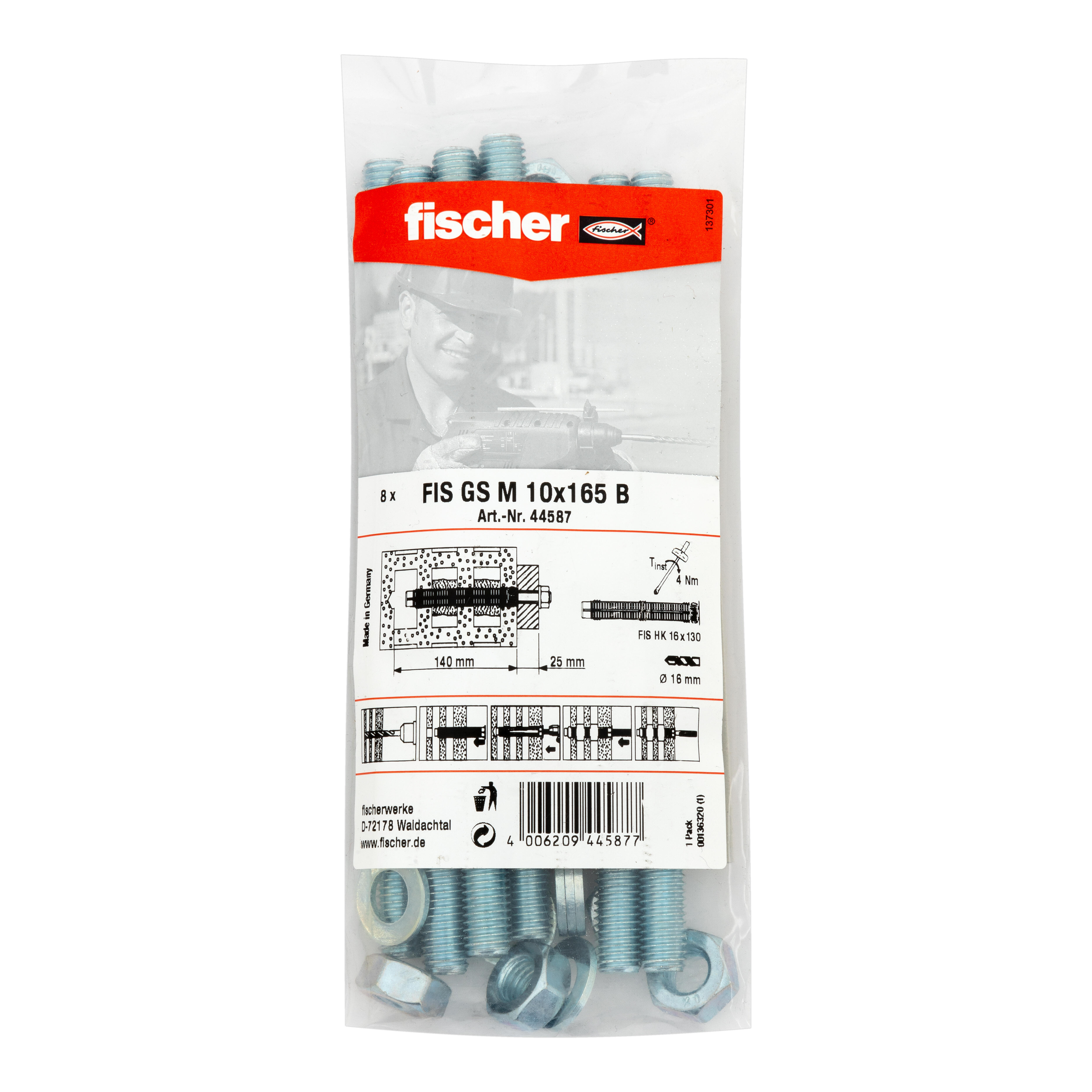 ESPARRAGO  PARA ANCLAJE QUIMICO 10 X 165  MM. FISCHER. 8 UDS. - 3
