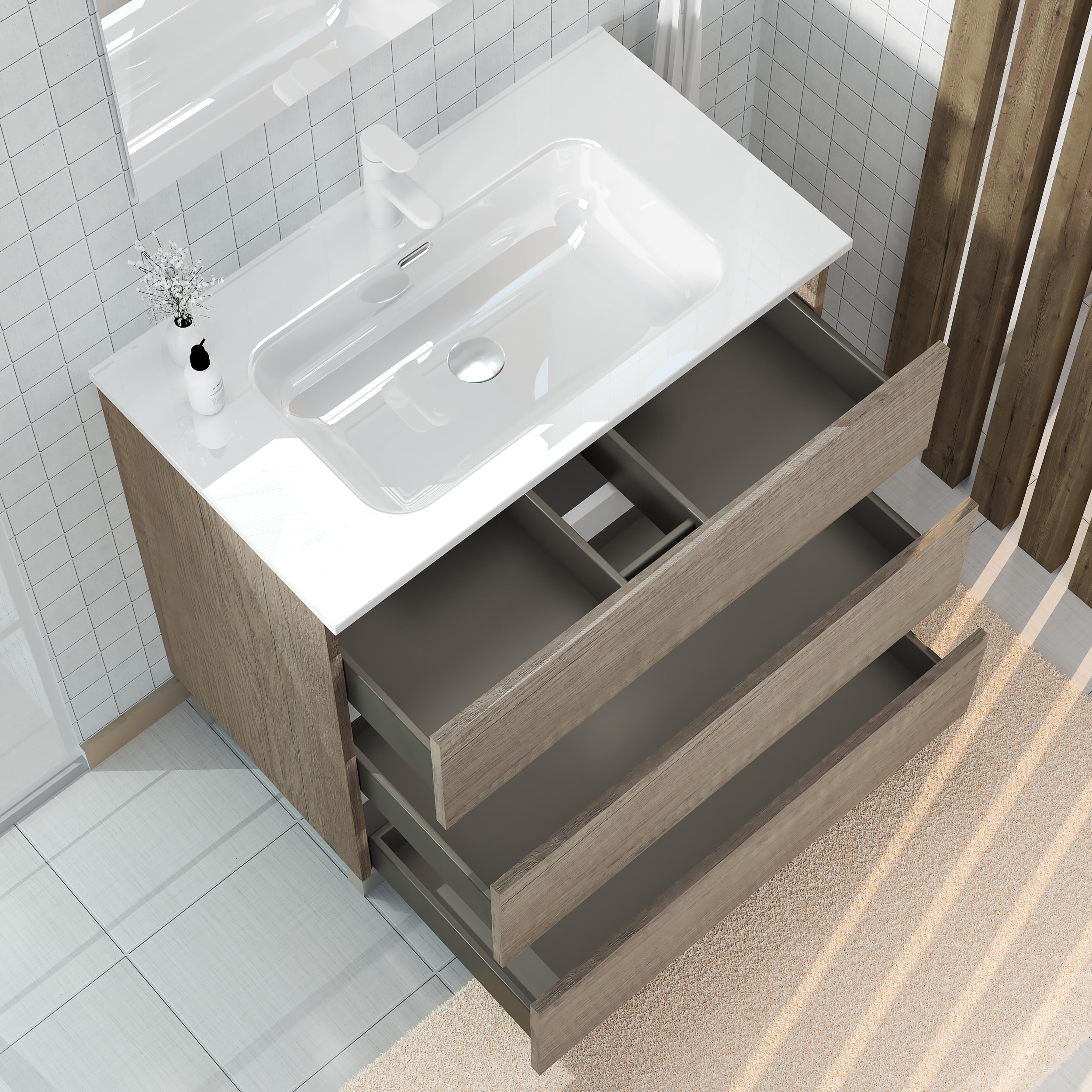 MUEBLE DE BAÑO MAR ROBLE OSCURO 80X46CM - 4