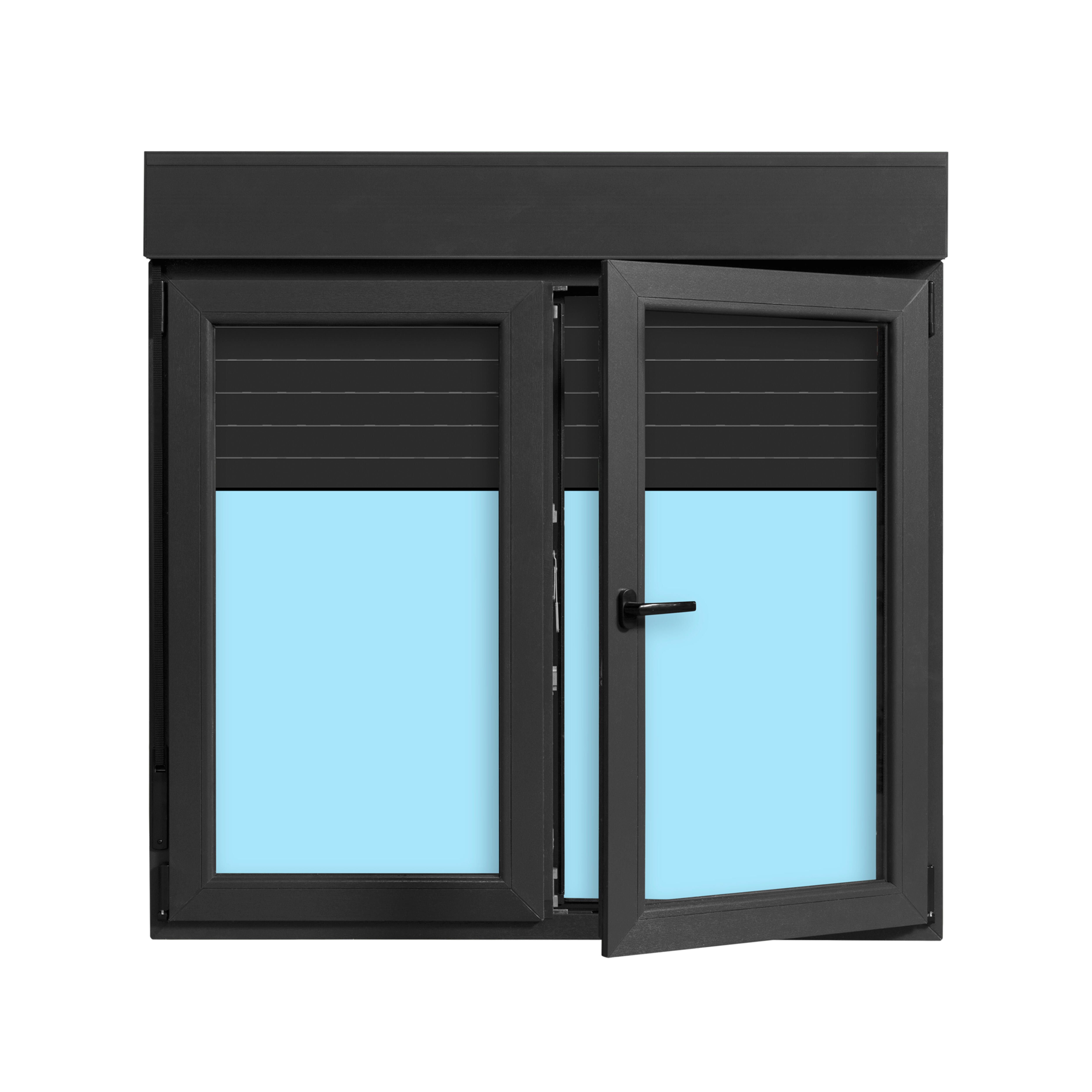 VENTANA PVC  OSCILOBATIENTE CON PERSIANA GRIS GRAFITO 140X138CM - 2