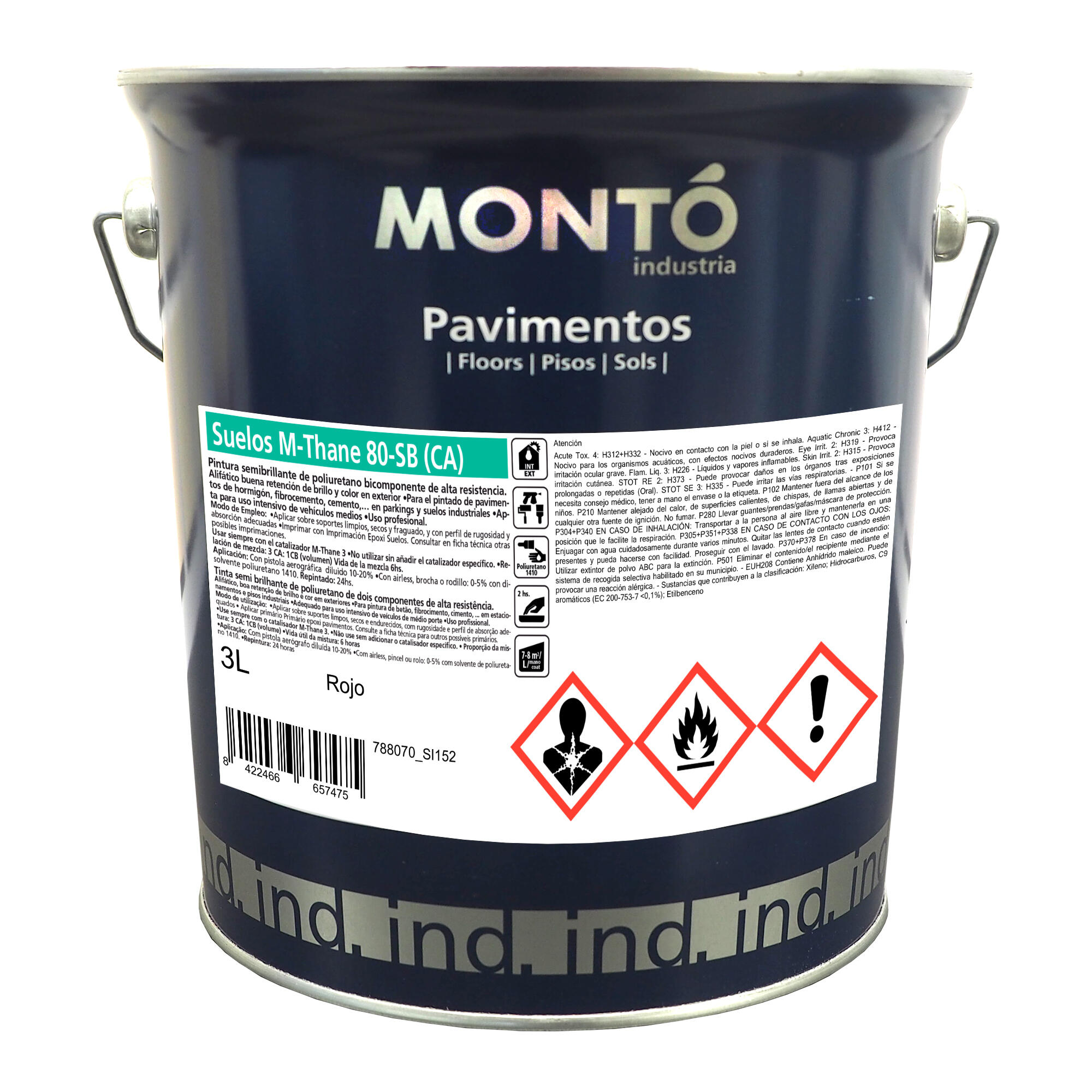 PINTURA SUELOS POLIURETANO + CATALIZADOR 4L ROJO - 3