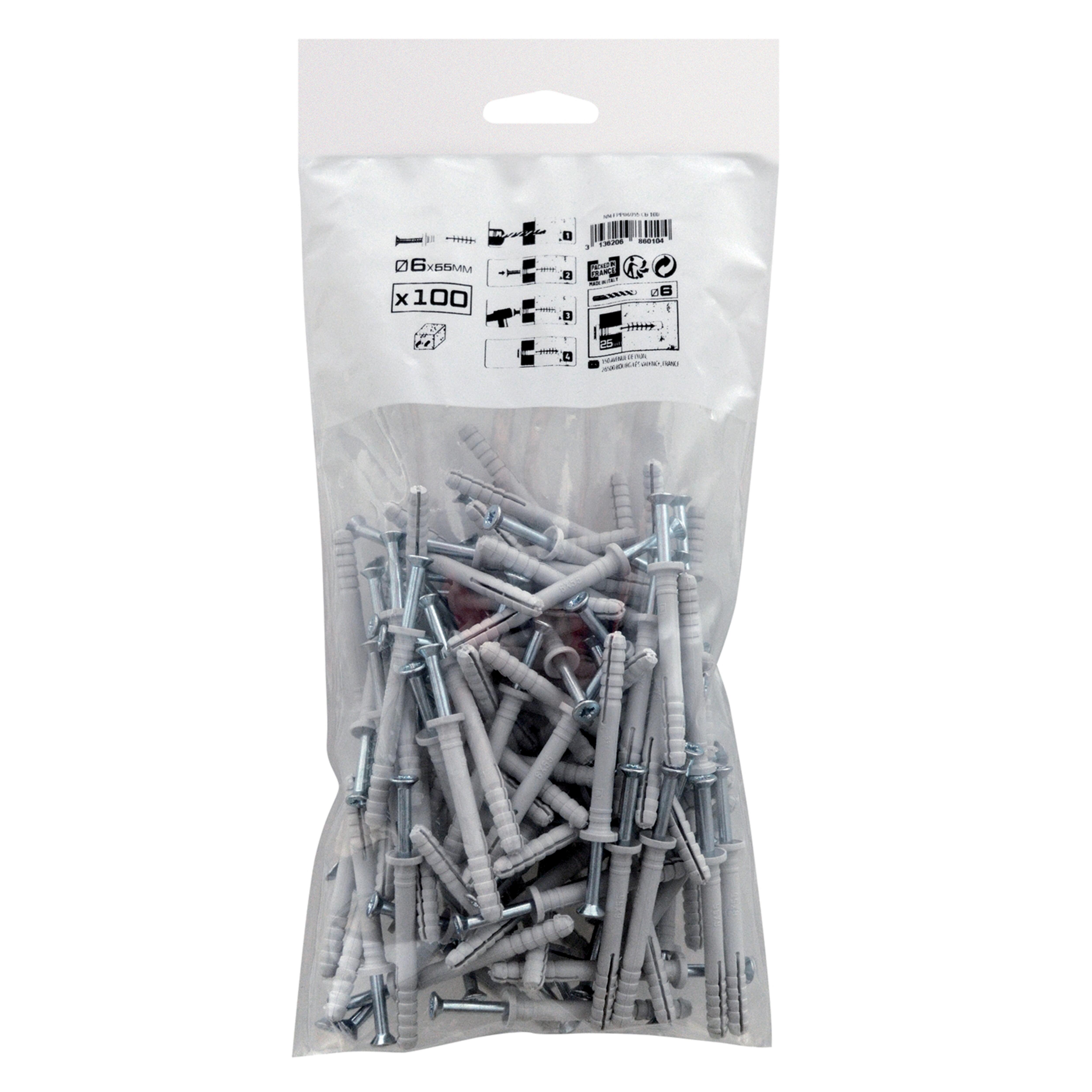 TACO DE GOLPE DE POLIAMIDA DIÁMETRO 6MM LONGITUD 50MM SPIT 100UDS - 2