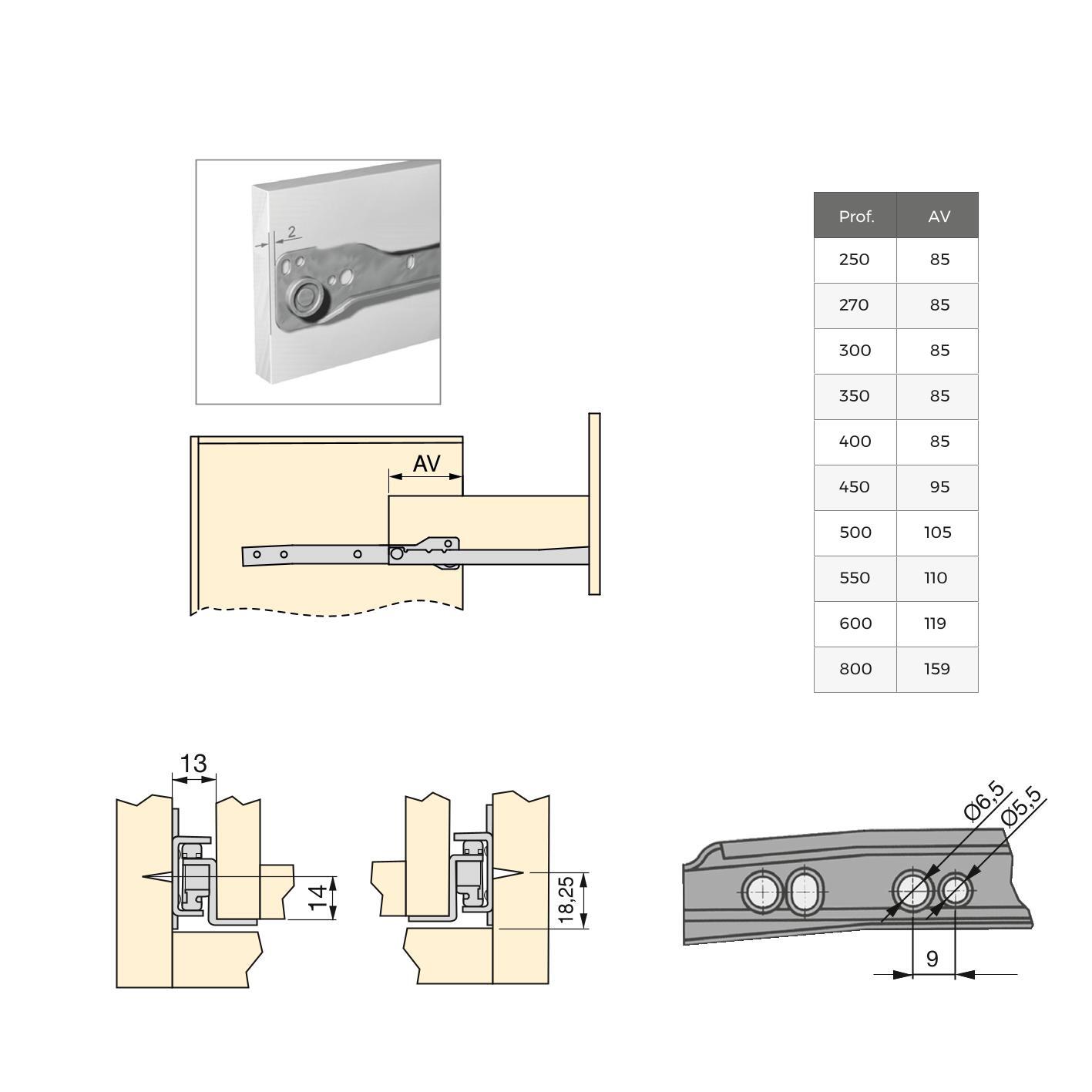 GUÍA PARA CAJÓN 40CM BLANCA FIJACION LATERAL - 3
