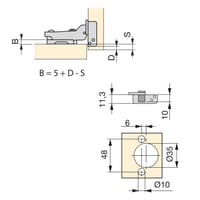 BISAGRA DE CAZOLETA 35MM APERTURA 105 º RECTA 2 UDS - 4
