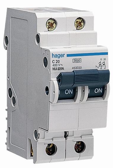 AUTOMÁTICO MAGNETOTÉRMICO 2P 20A HAGER - 2