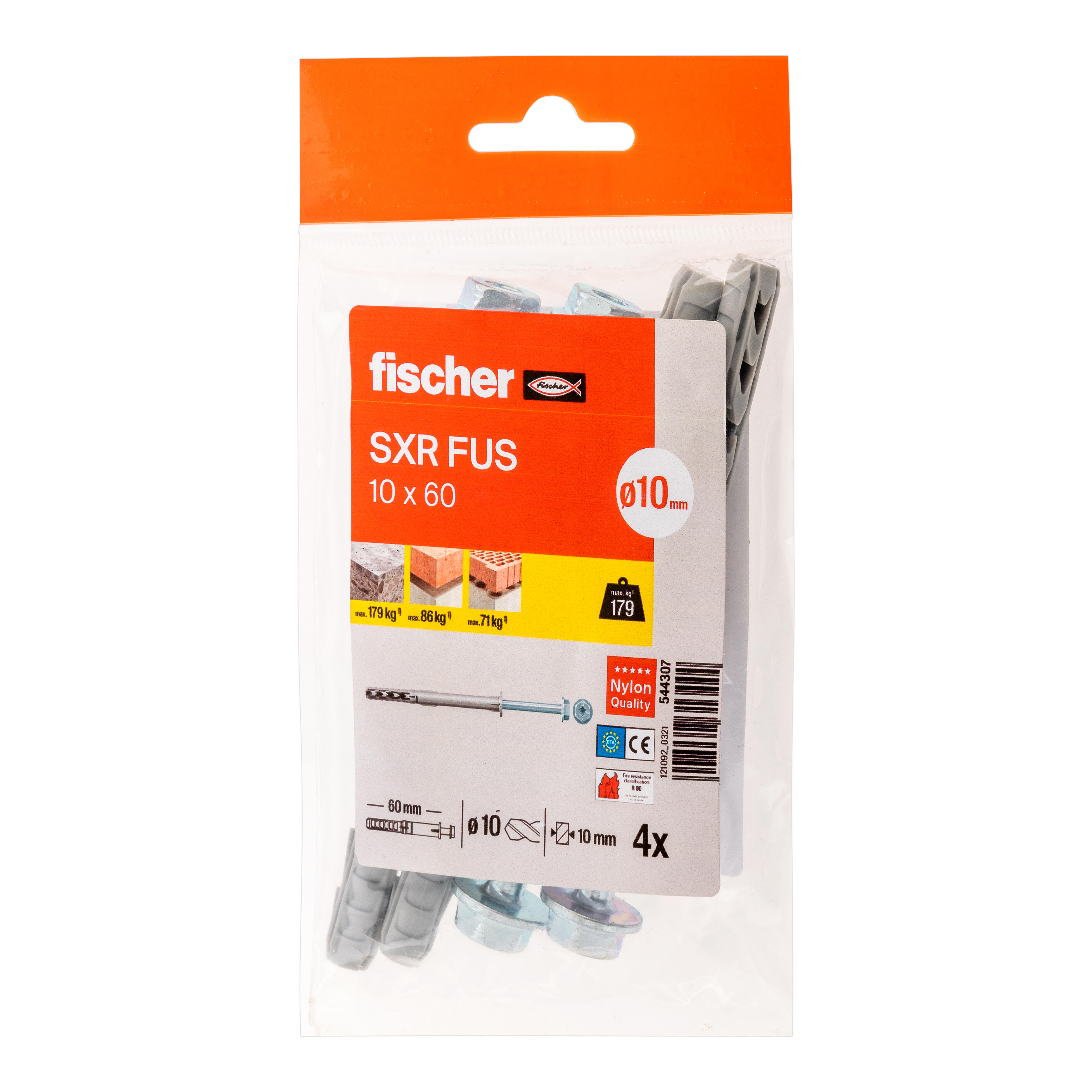 TACO LARGO DE PLÁSTICO DIÁMETRO 10MM LONGITUD 60MM FISCHER SXR 4UDS - 2