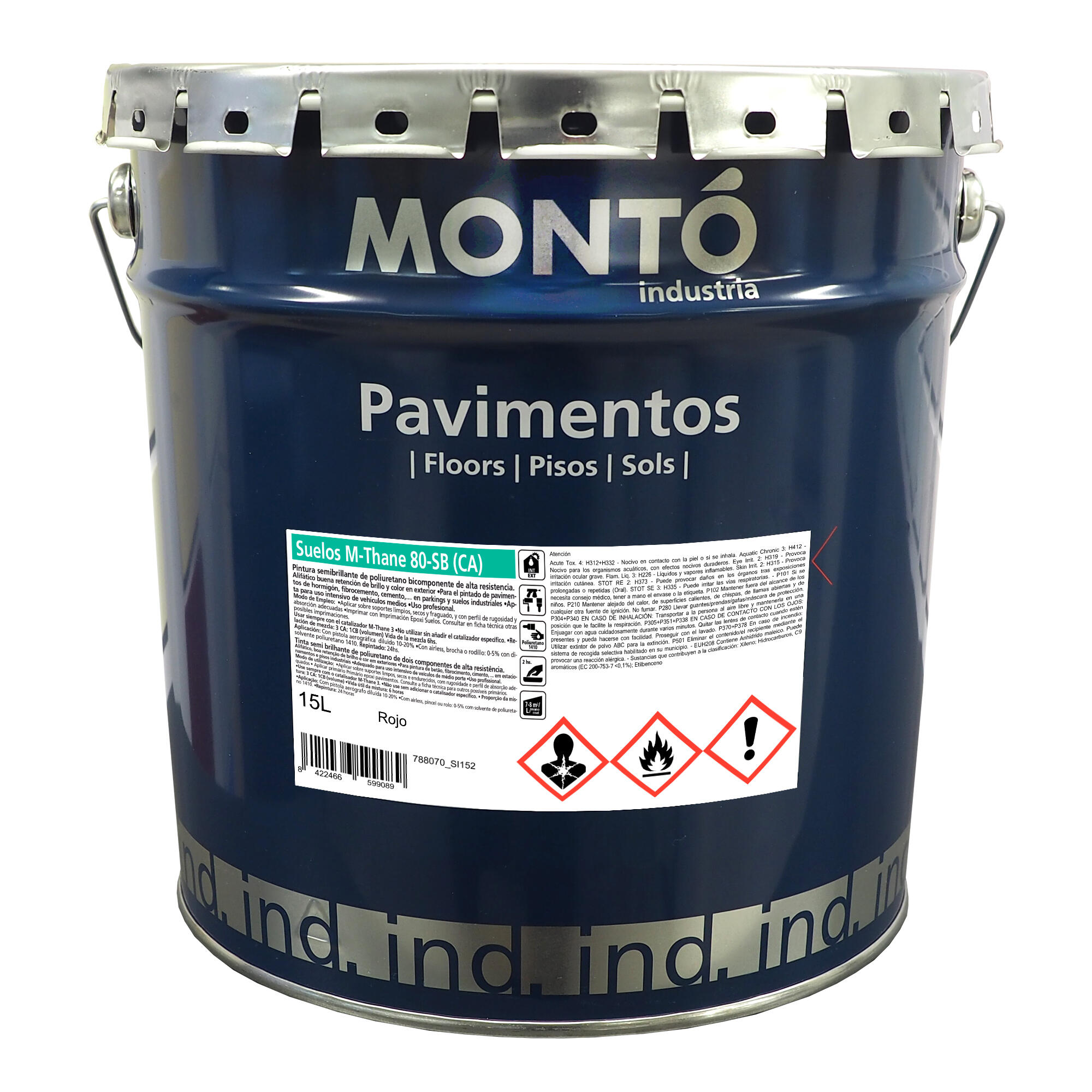 PINTURA SUELOS POLIURETANO + CATALIZADOR 20L ROJO - 3