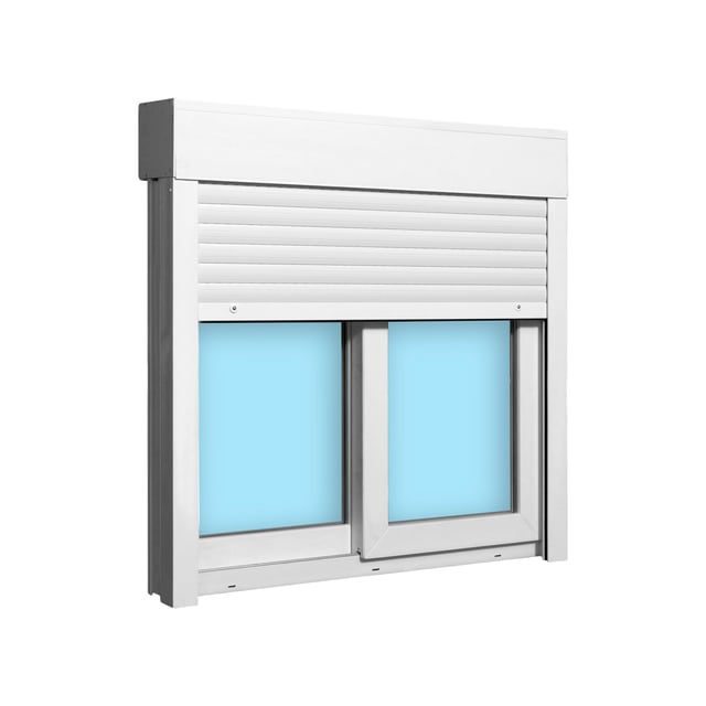 VENTANA PVC CORREDERA CON PERSIANA BLANCA 120X118CM