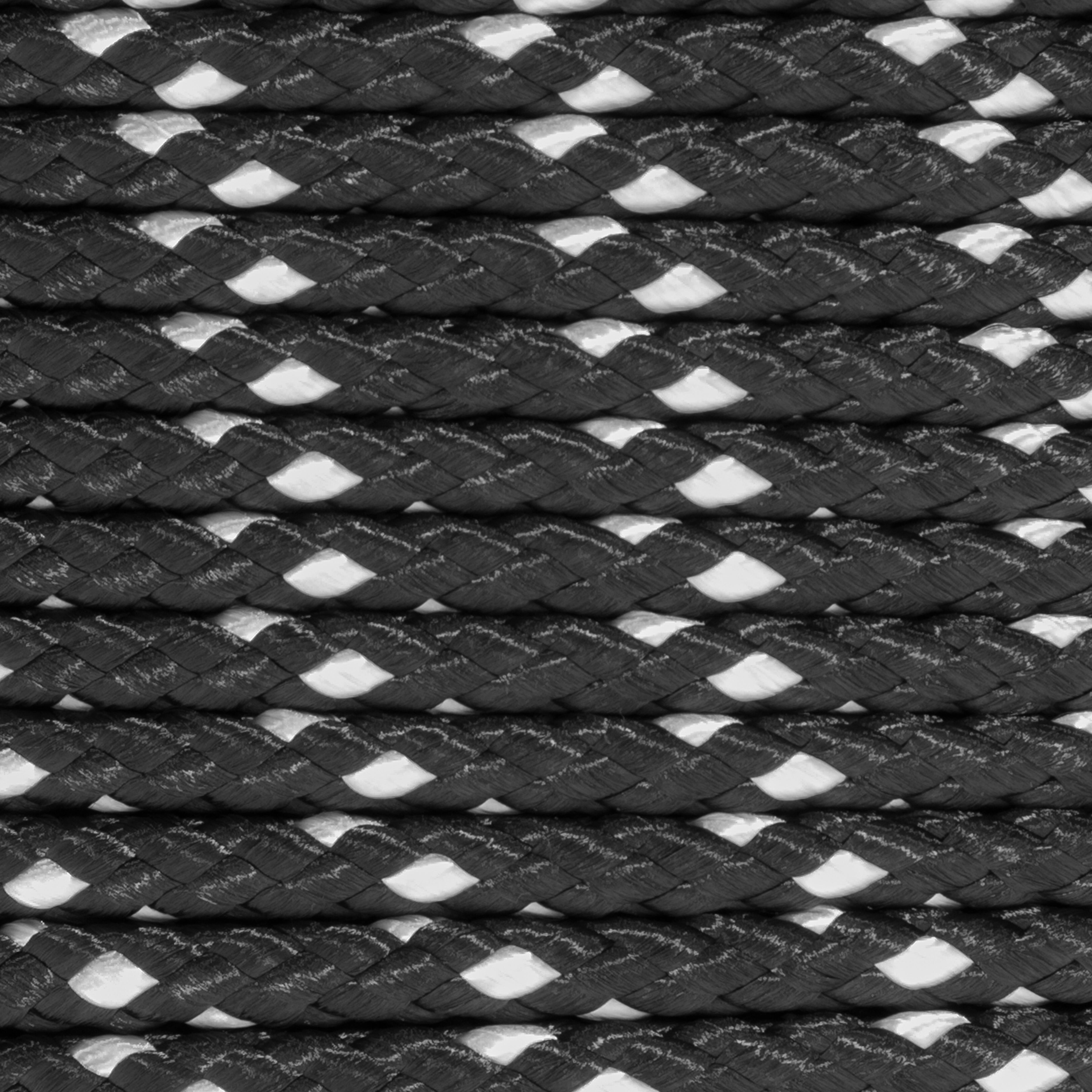 CUERDA POLIESTER TRENZADA CON ALMA 8MM. 1M NEGRO CON PINTAS BLANCAS ROMBULL - 2