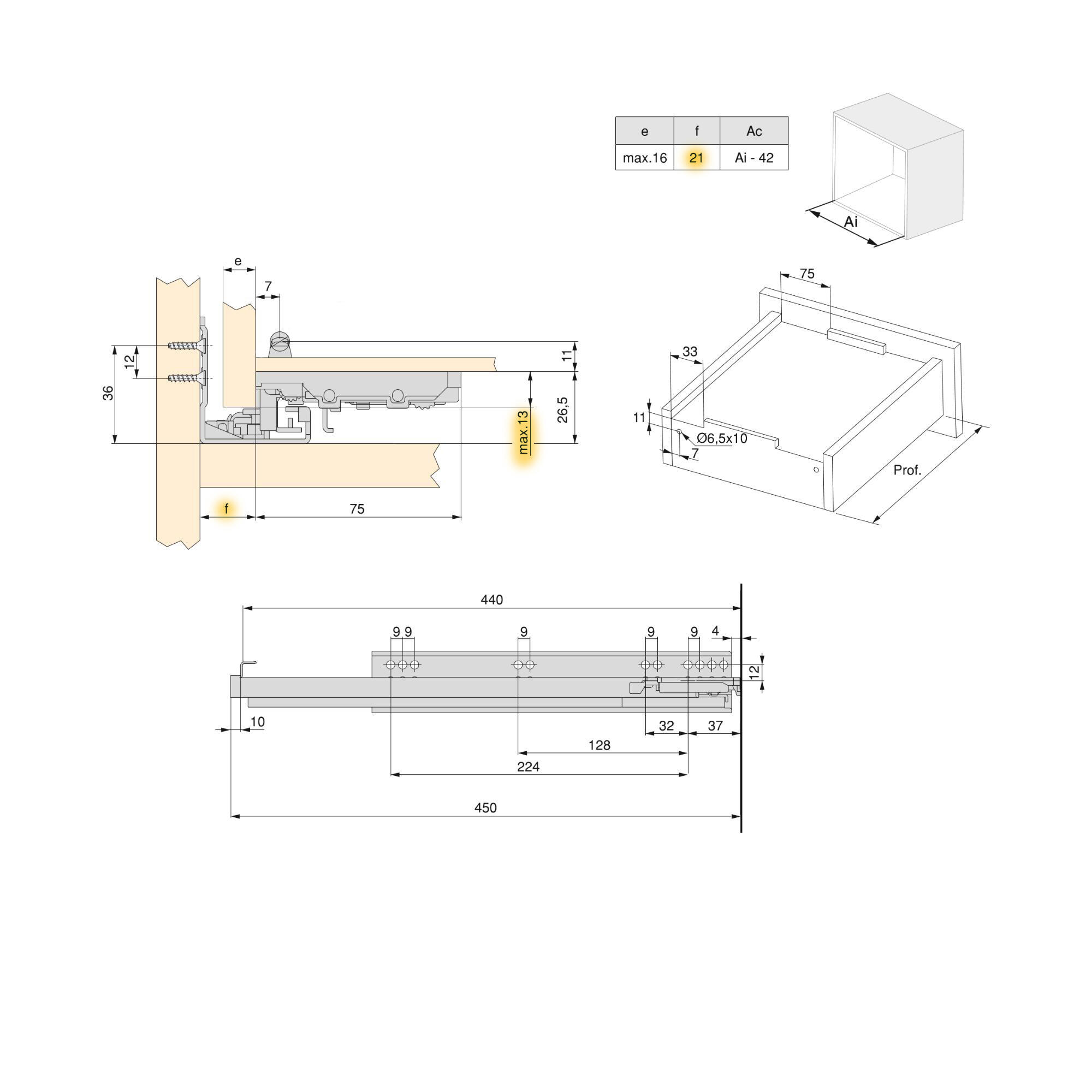 GUÍA PARA CAJÓN 44CM CON ENGANCHE GALVANIZADA FIJACION LATERAL - 8