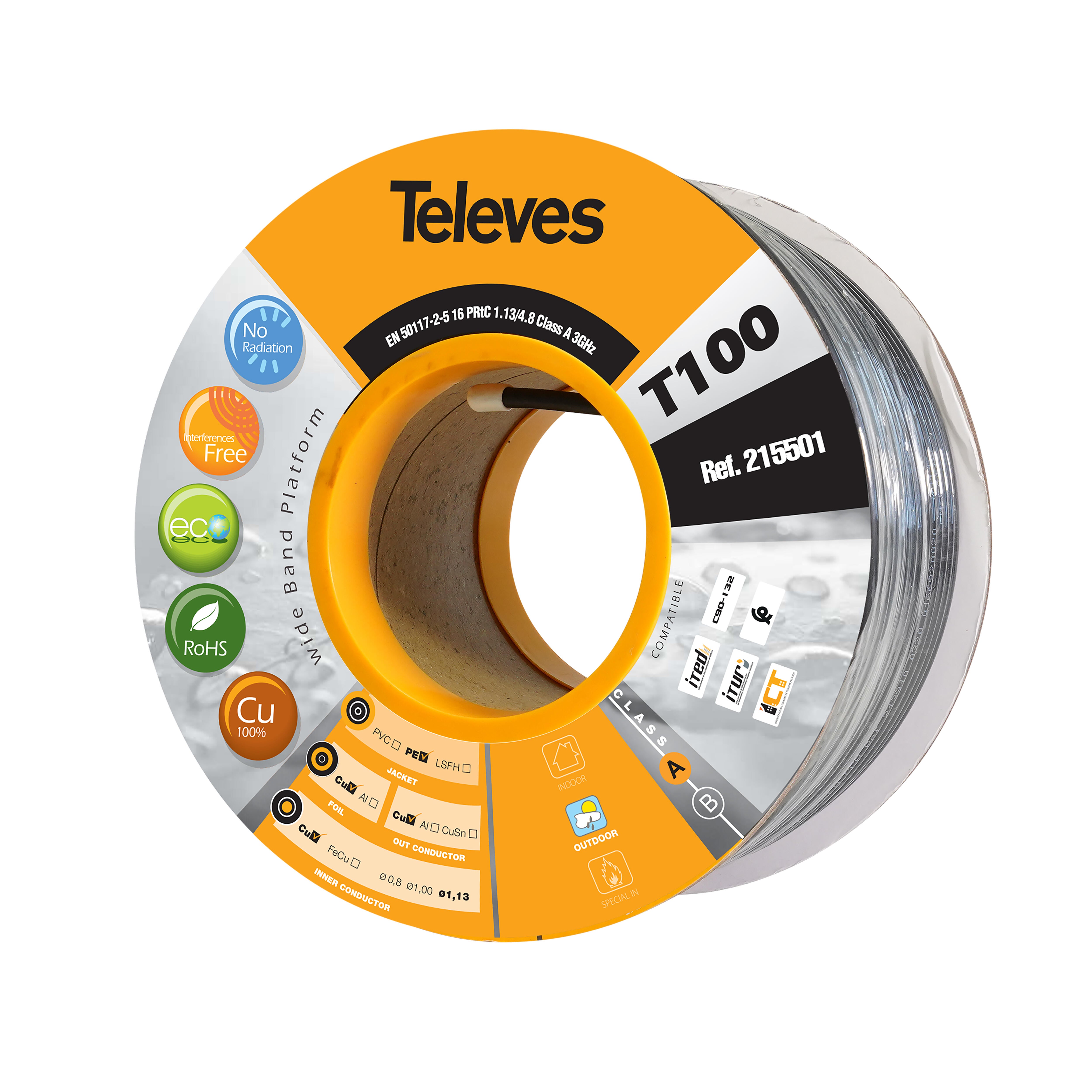 CABLE COAXIAL COBRE NEGRO 100M TELEVES - 2