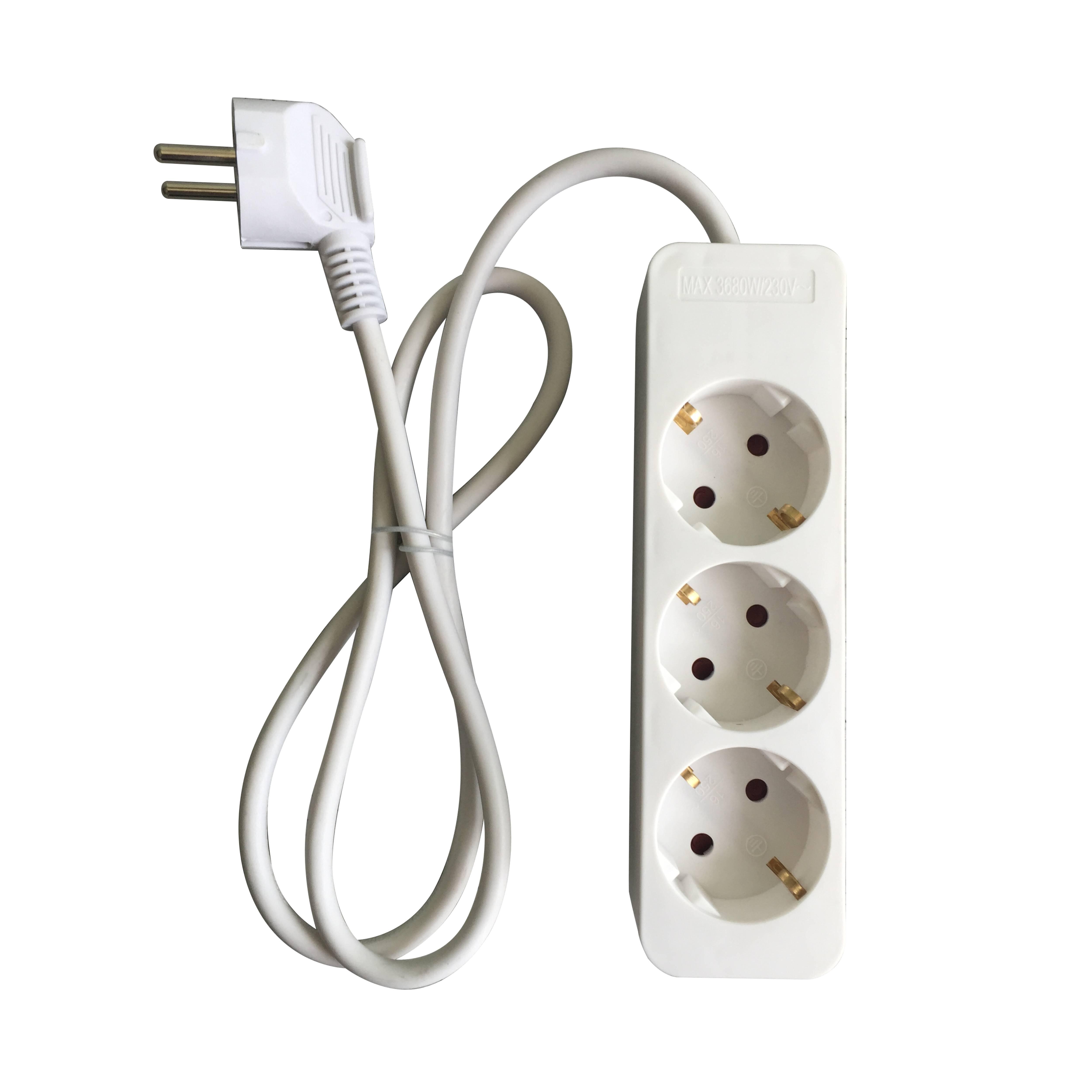 BASE MULTIPLE 3 TOMAS CON CABLE 3X1MM2 1 METRO - 2